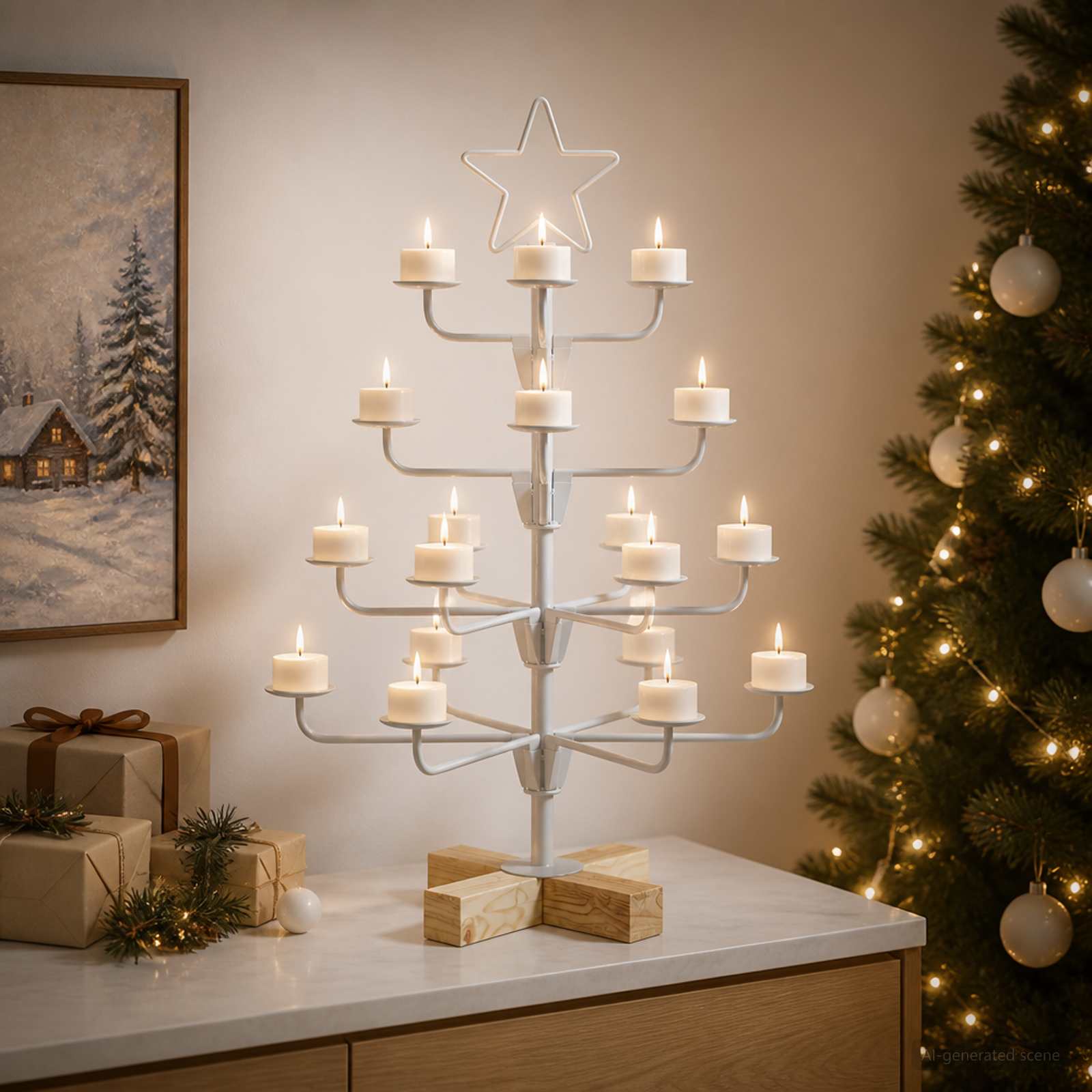 Albero di Natale in Metallo con Supporto KUOPIO 60 cm Acciaio
