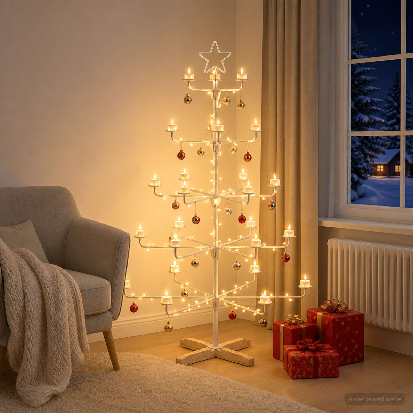 Albero di Natale in Metallo con Supporto KUOPIO 125 cm Acciaio