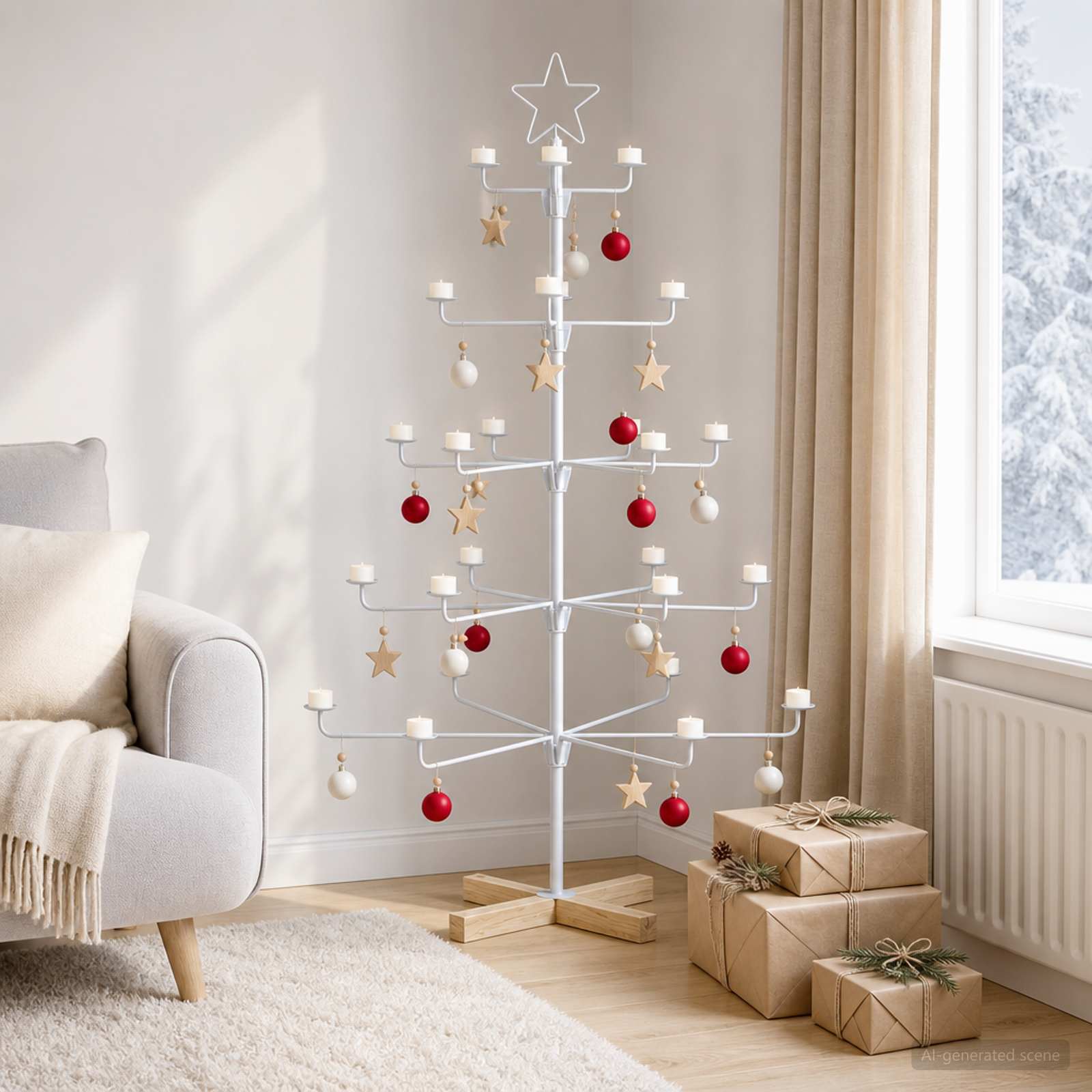Albero di Natale in Metallo con Supporto KUOPIO 125 cm Acciaio