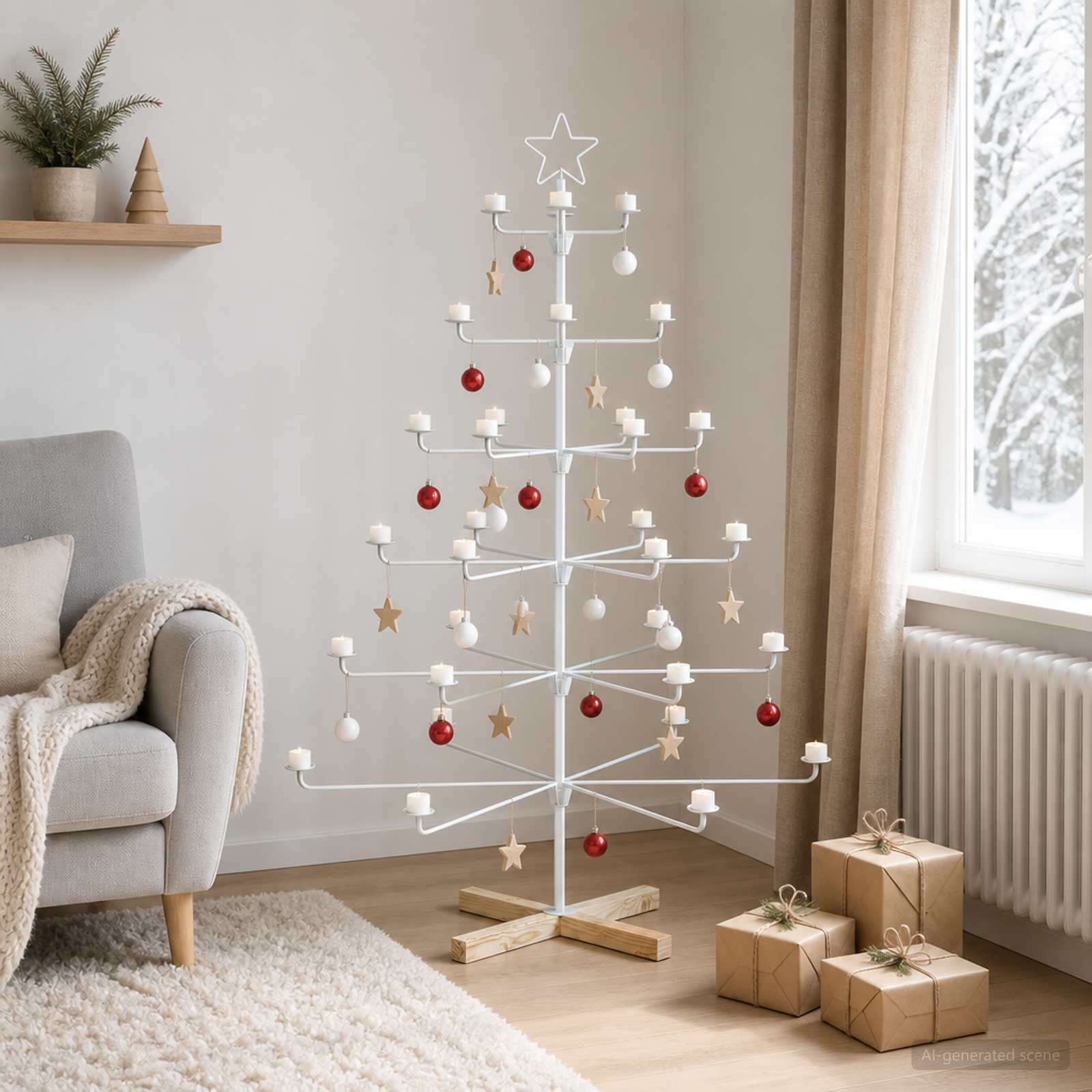 Albero di Natale in Metallo con Supporto KUOPIO 150 cm Acciaio