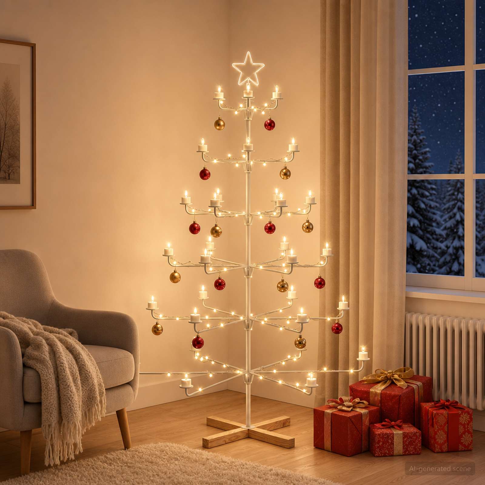 Albero di Natale in Metallo con Supporto KUOPIO 150 cm Acciaio