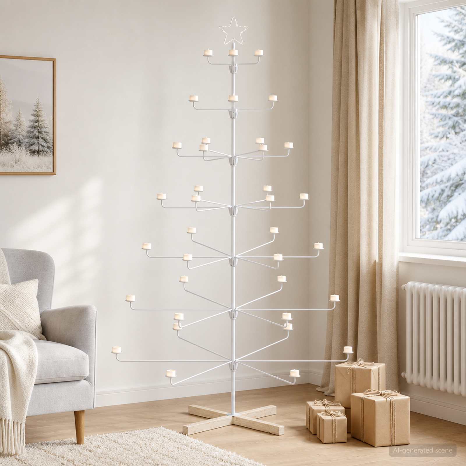 Albero di Natale in Metallo con Supporto KUOPIO 180 cm Acciaio