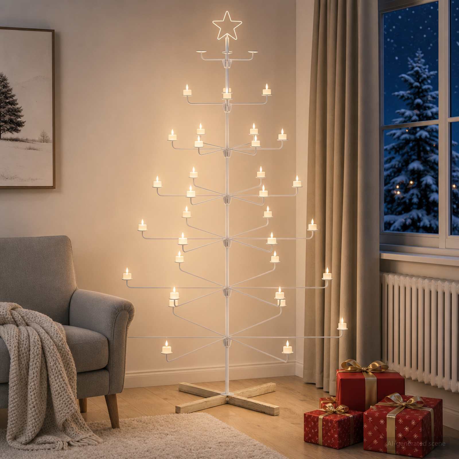 Albero di Natale in Metallo con Supporto KUOPIO 180 cm Acciaio