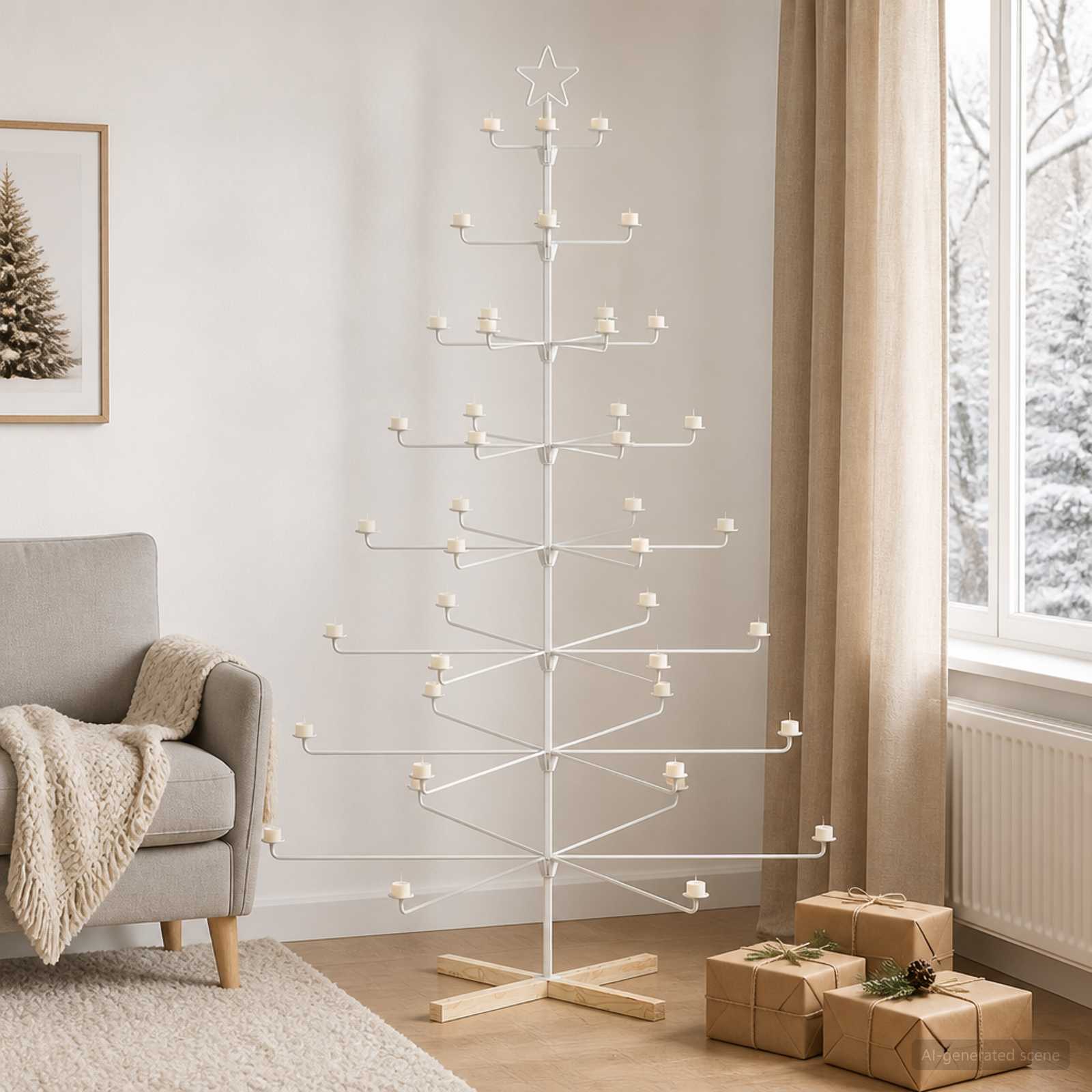 Albero di Natale in Metallo con Supporto KUOPIO 210 cm Acciaio