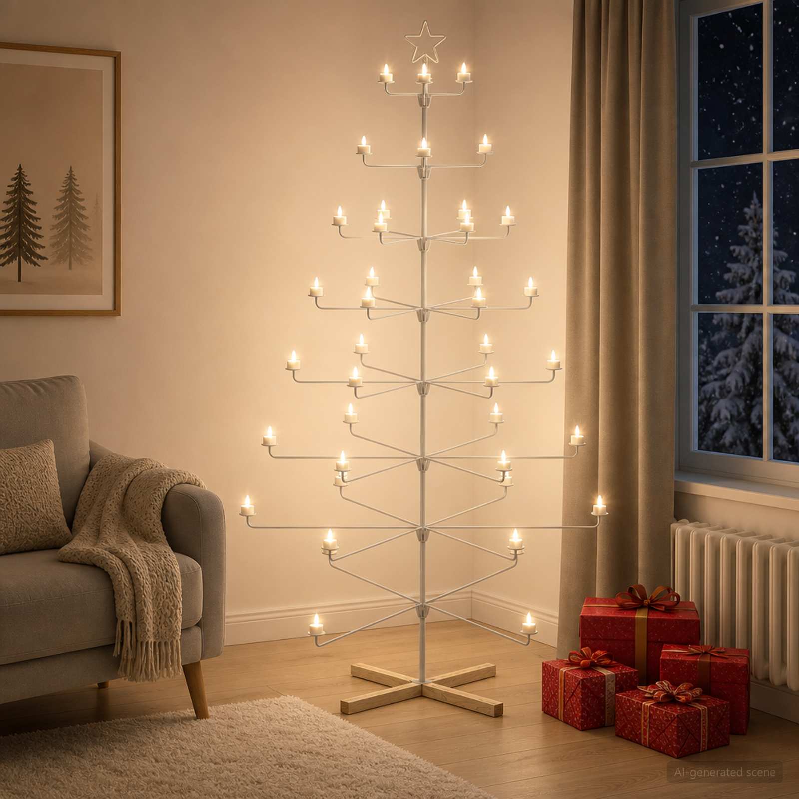 Albero di Natale in Metallo con Supporto KUOPIO 210 cm Acciaio