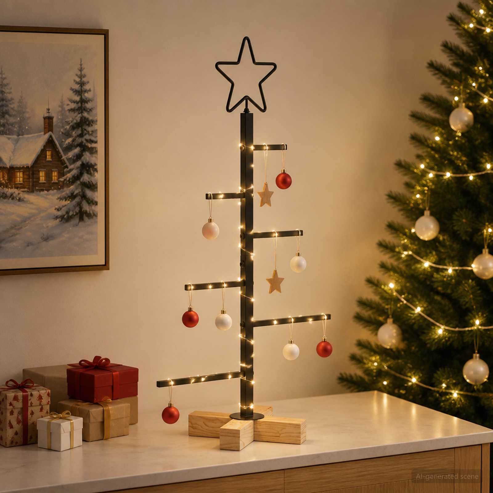 Albero di Natale in metallo con supporto KUOPIO 60 cm Acciaio