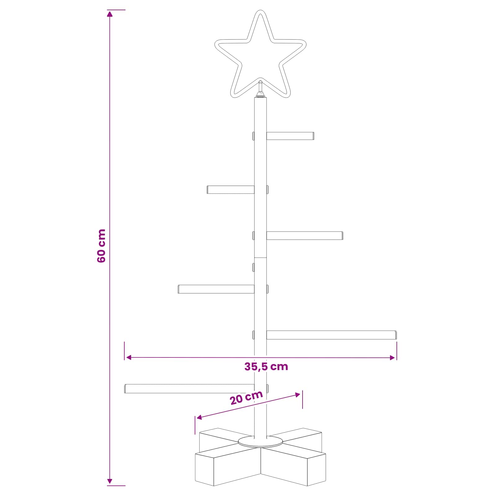Albero di Natale in metallo con supporto KUOPIO 60 cm Acciaio