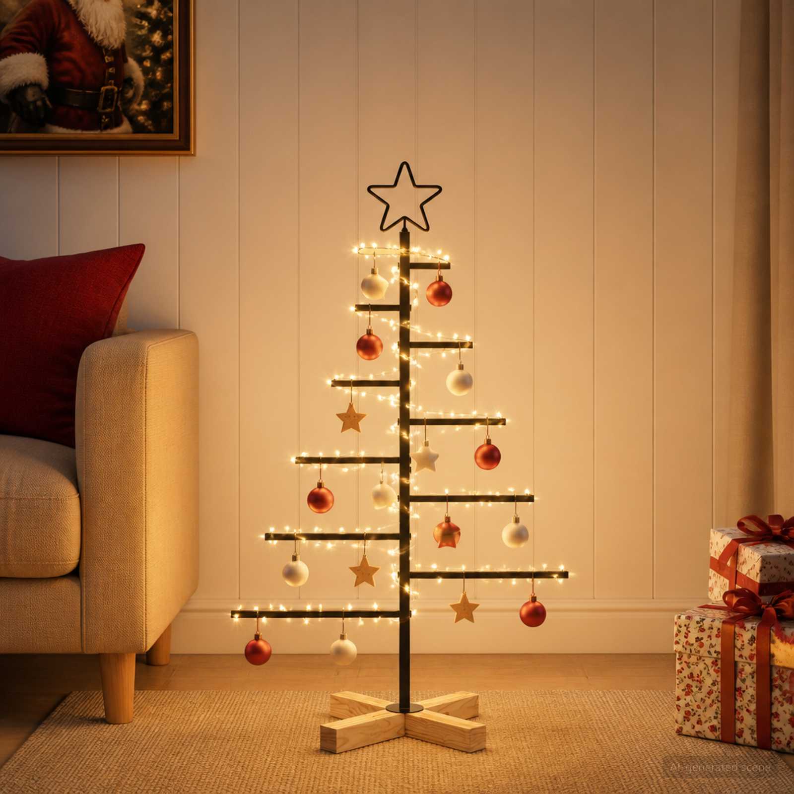 Albero di Natale in metallo con supporto KUOPIO 90 cm Acciaio