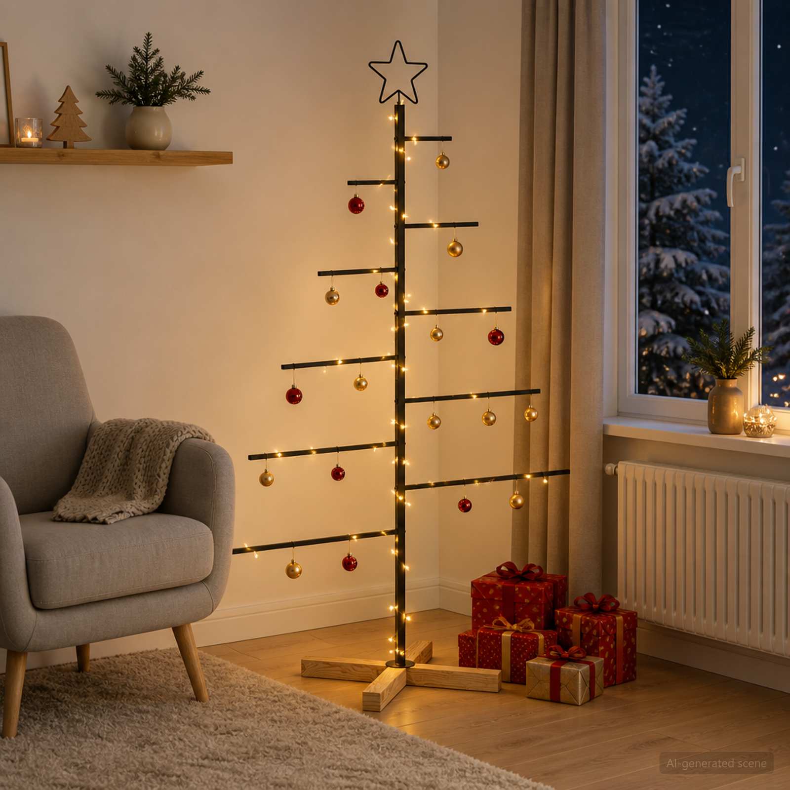 Albero di Natale in metallo con supporto KUOPIO 125 cm Acciaio