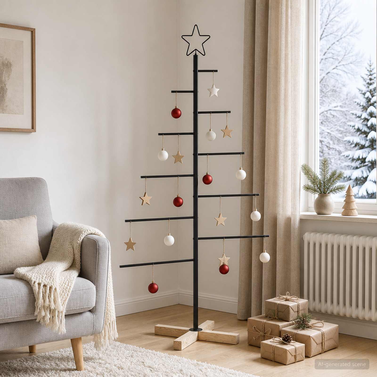 Albero di Natale in metallo con supporto KUOPIO 125 cm Acciaio