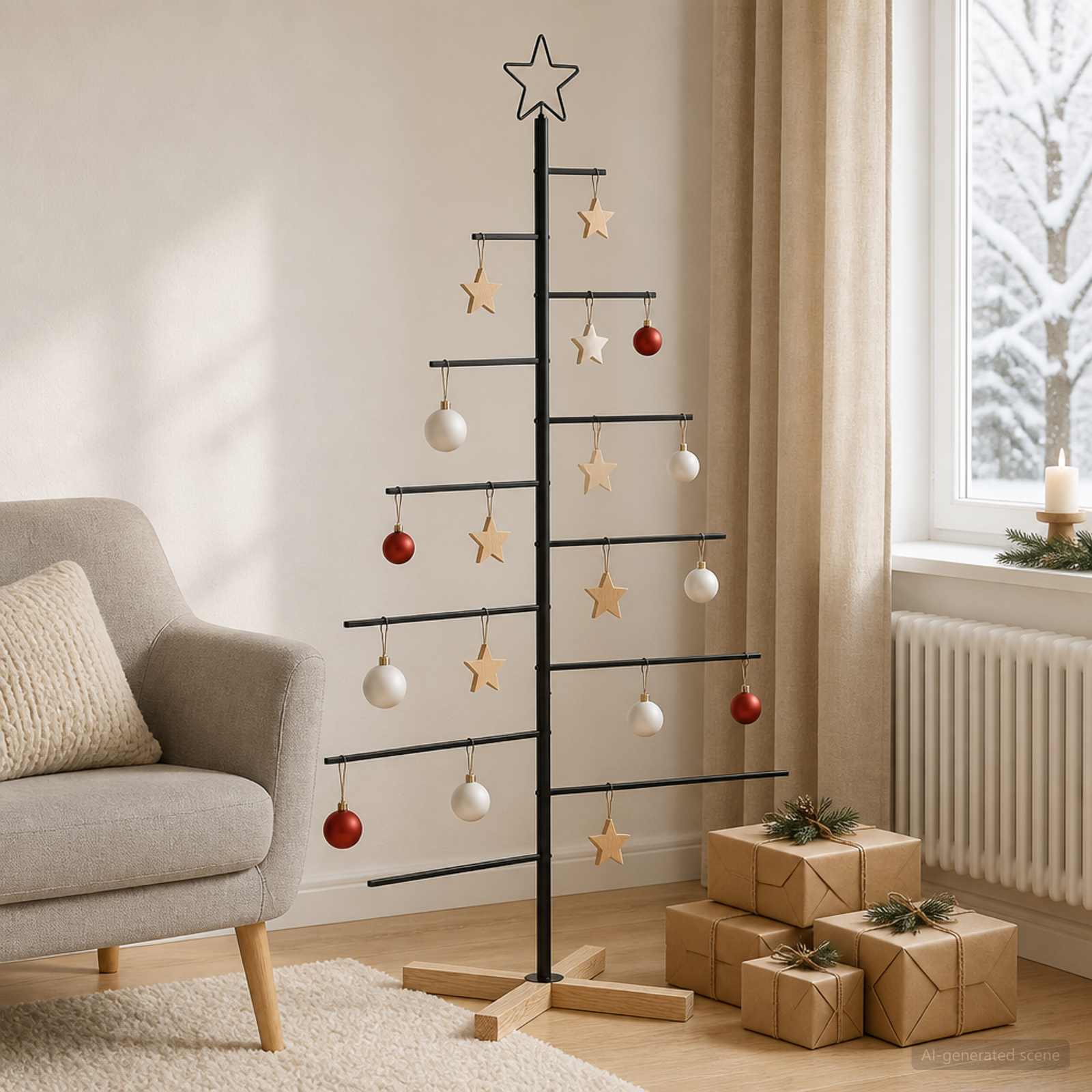 Albero di Natale in metallo con supporto KUOPIO 150 cm Acciaio