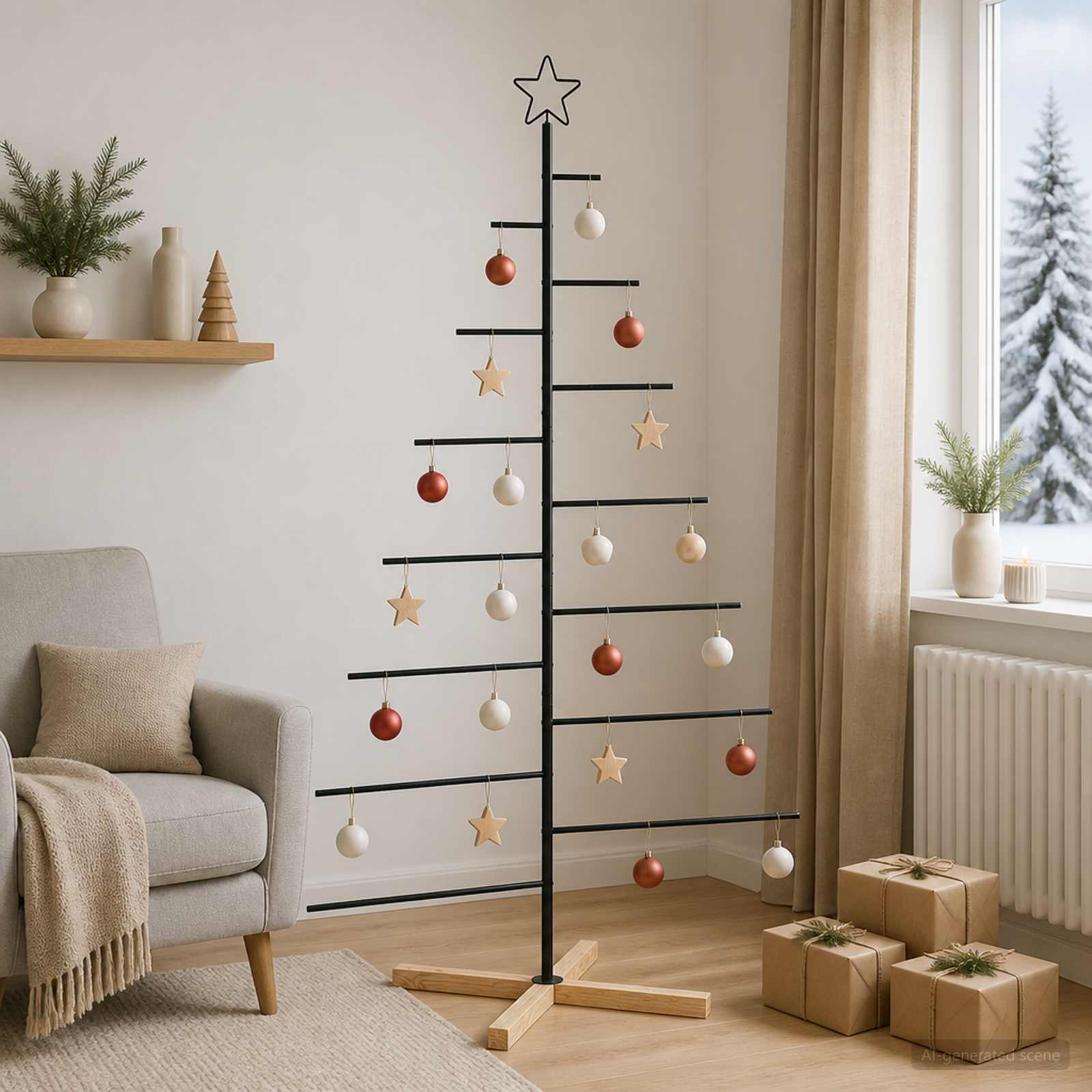 Albero di Natale in metallo con supporto KUOPIO 180 cm Acciaio