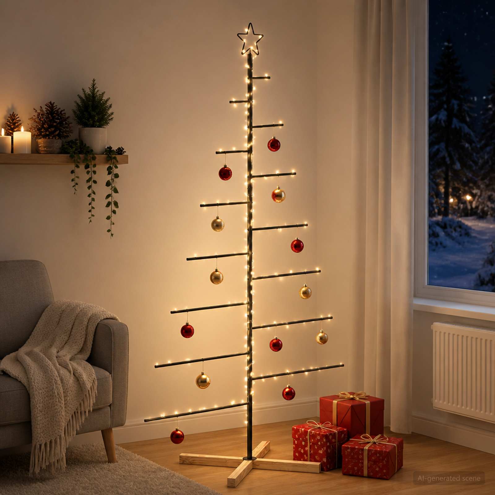 Albero di Natale in metallo con supporto KUOPIO 180 cm Acciaio