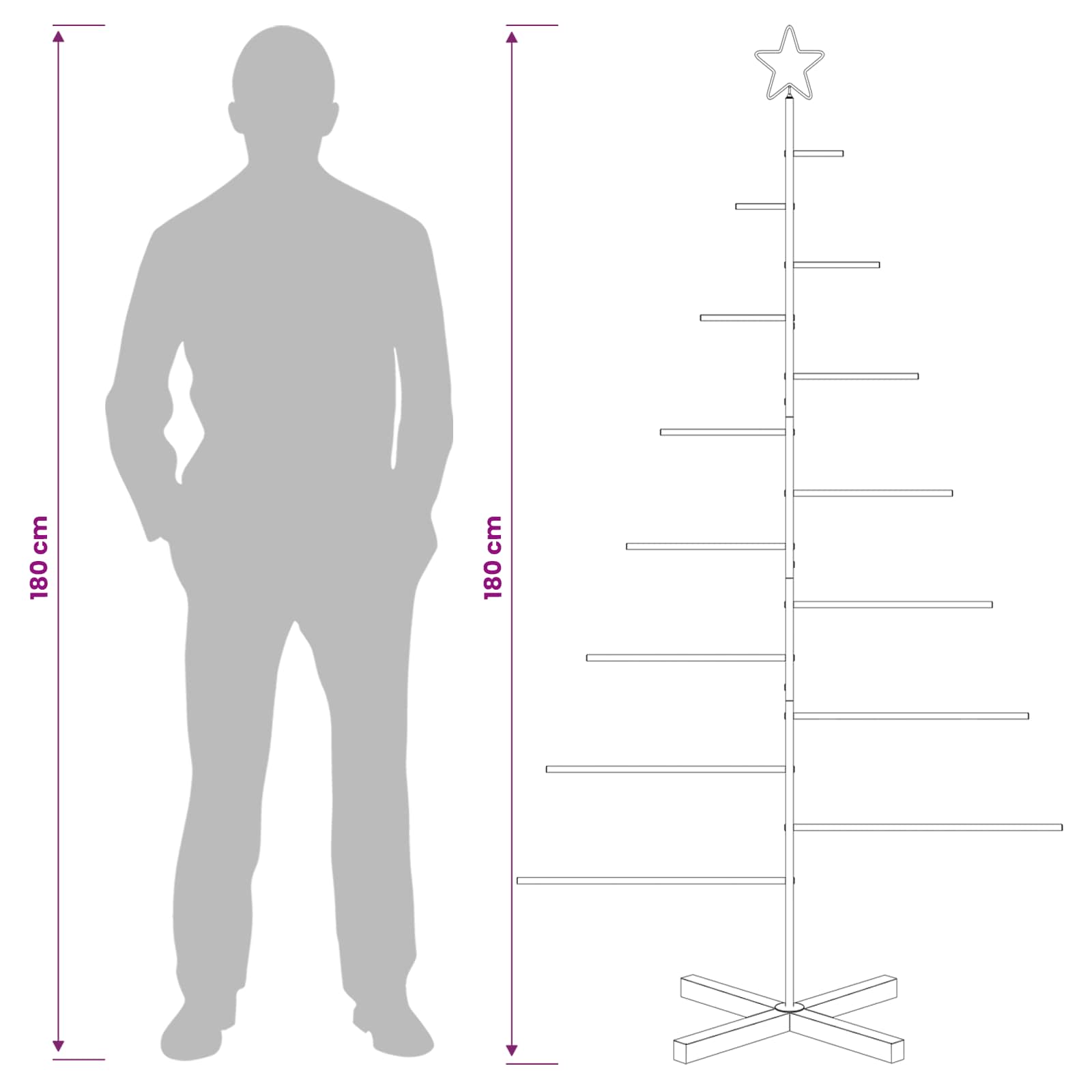 Albero di Natale in metallo con supporto KUOPIO 180 cm Acciaio
