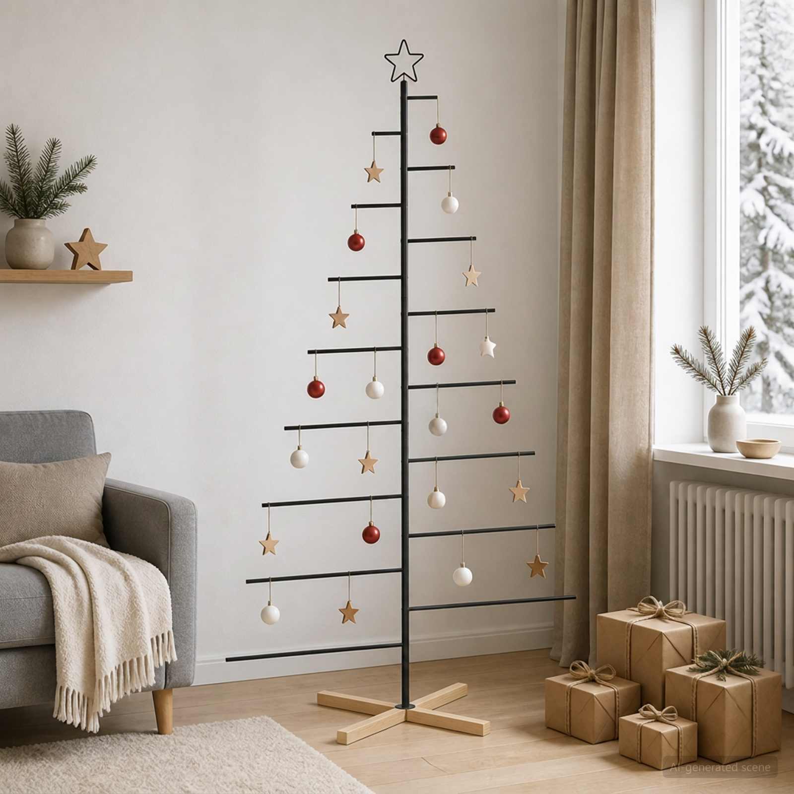Albero di Natale in metallo con supporto KUOPIO 210 cm Acciaio