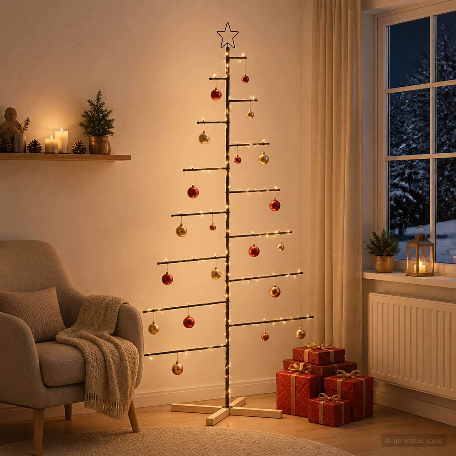 Albero di Natale in metallo con supporto KUOPIO 210 cm Acciaio