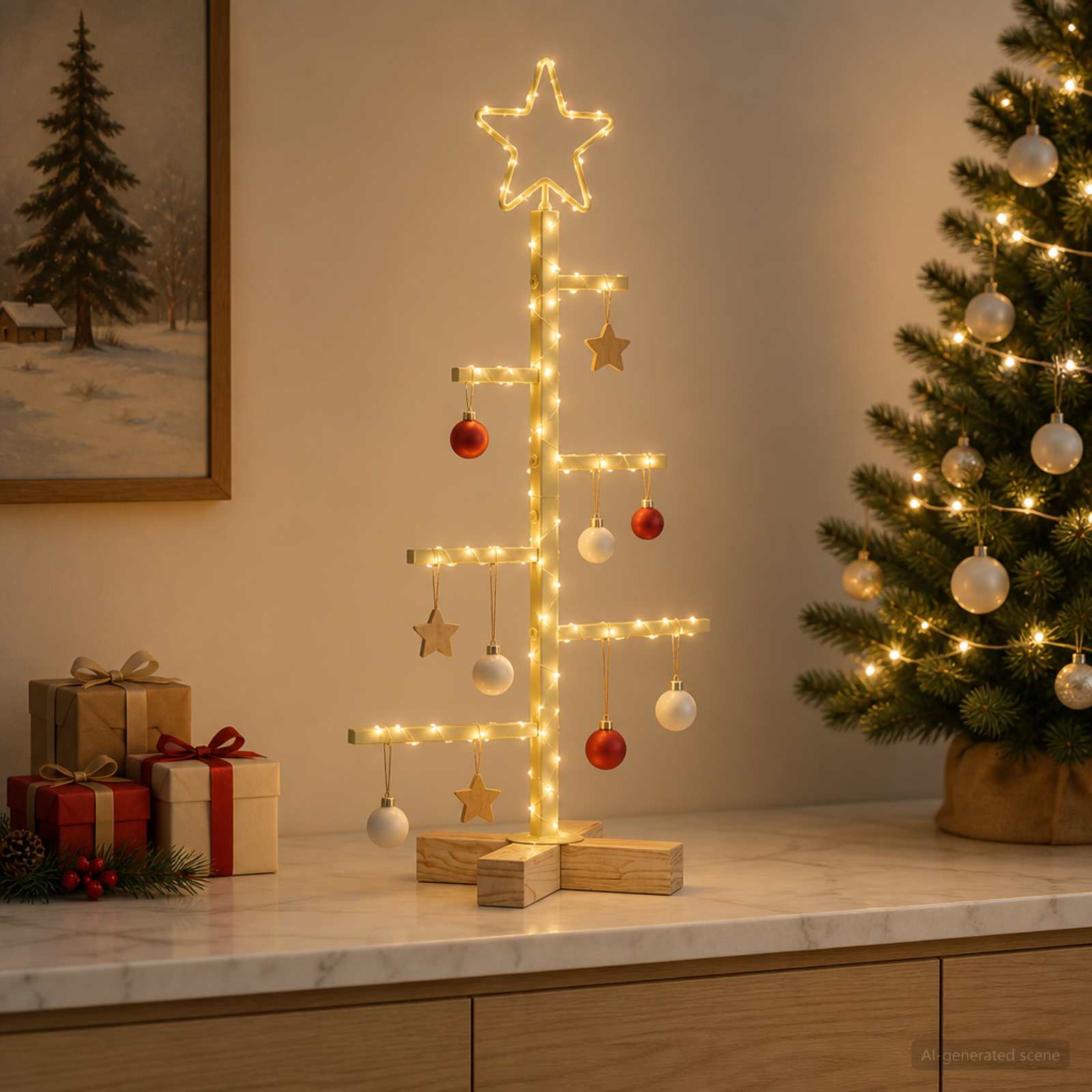 Albero di Natale in metallo con supporto KUOPIO 60 cm Acciaio