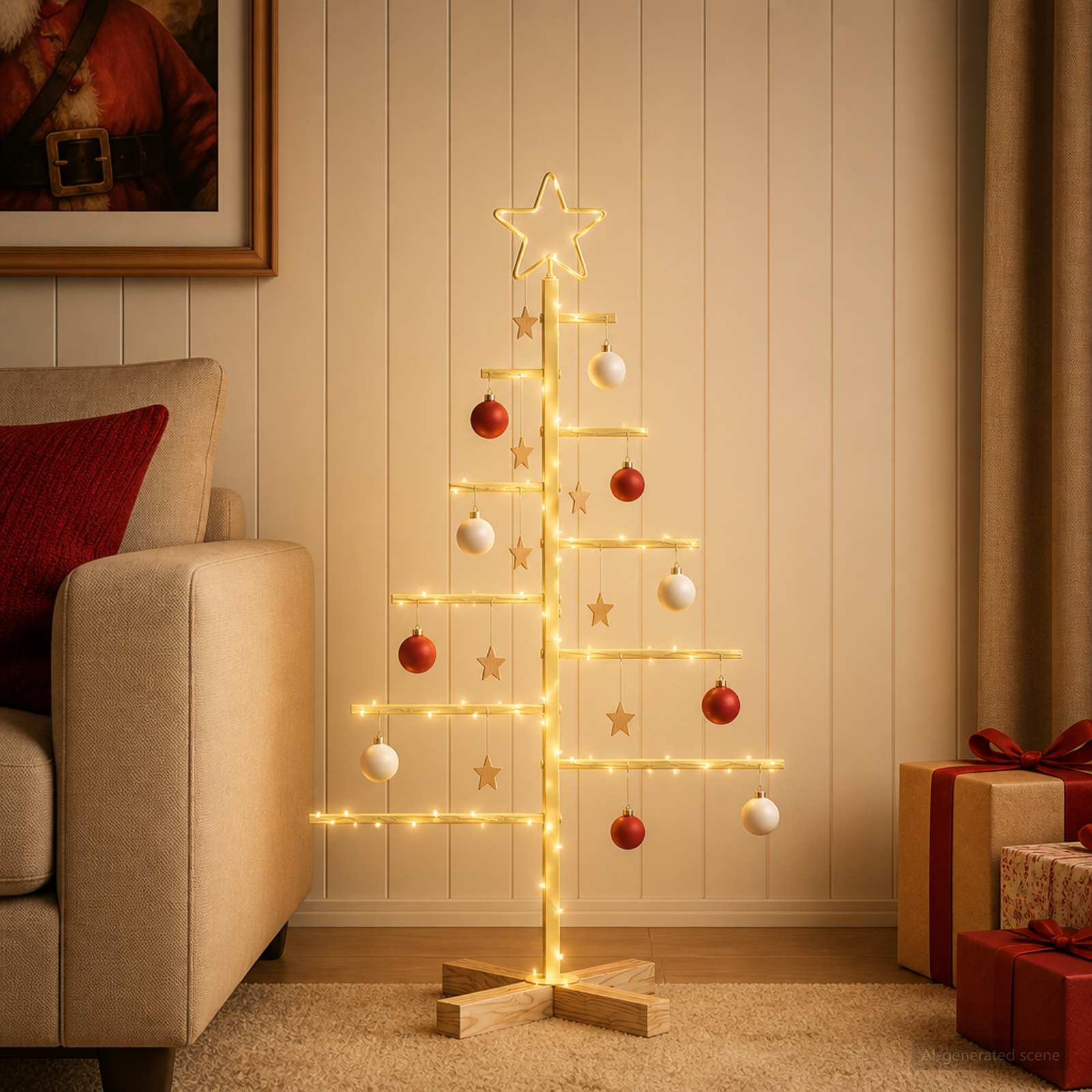 Albero di Natale in metallo con supporto KUOPIO 90 cm Acciaio