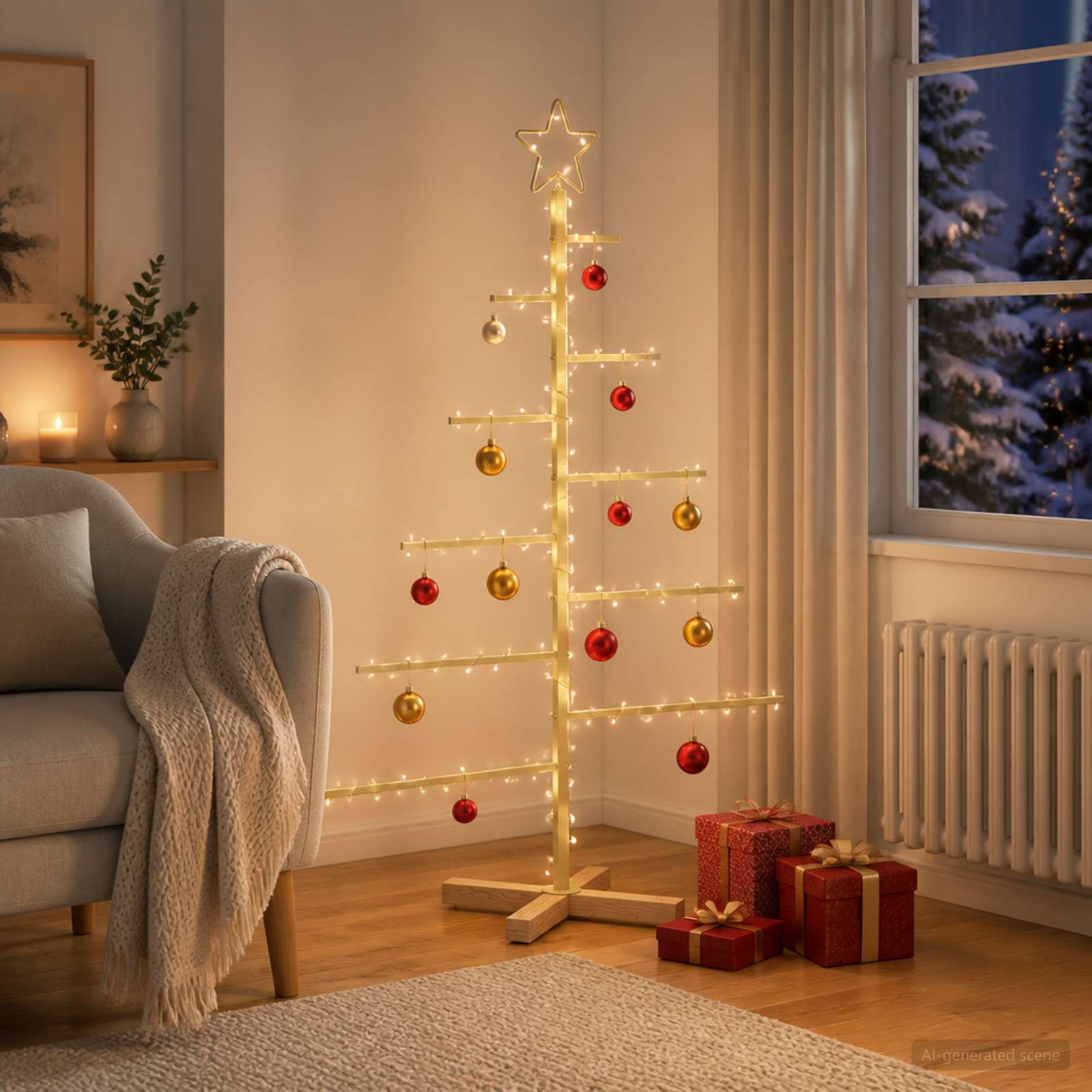 Albero di Natale in metallo con supporto KUOPIO 125 cm Acciaio