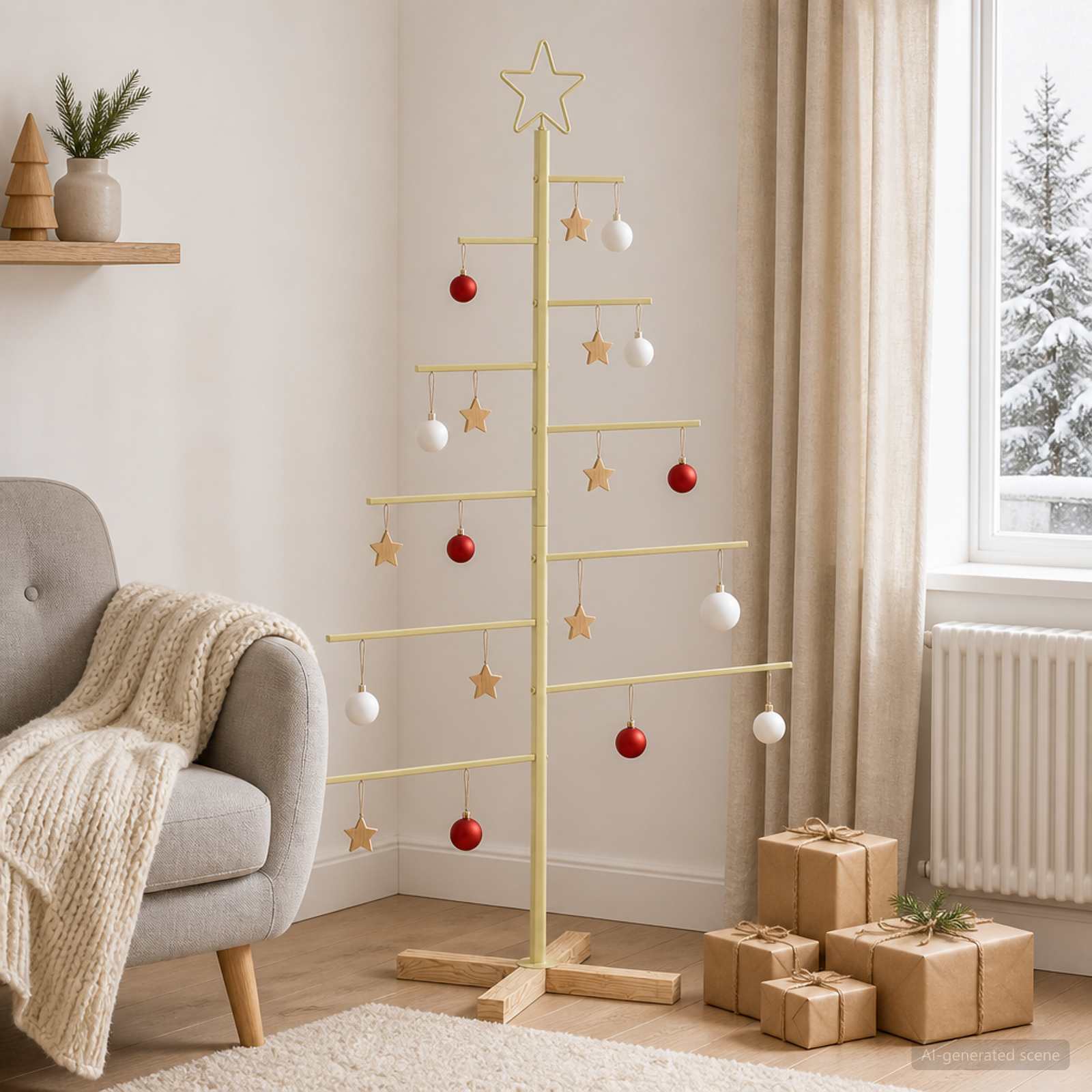 Albero di Natale in metallo con supporto KUOPIO 125 cm Acciaio