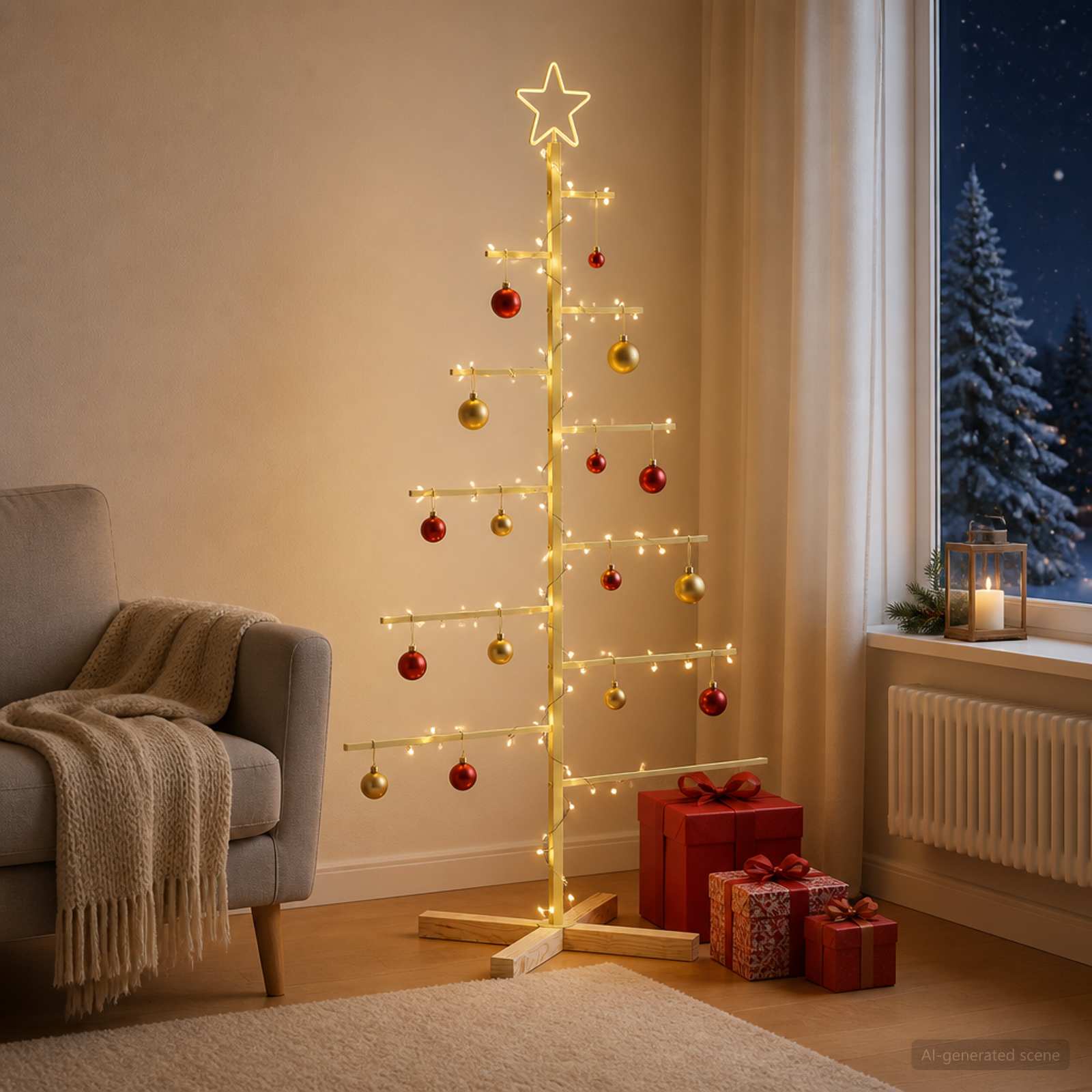 Albero di Natale in metallo con supporto KUOPIO 150 cm Acciaio