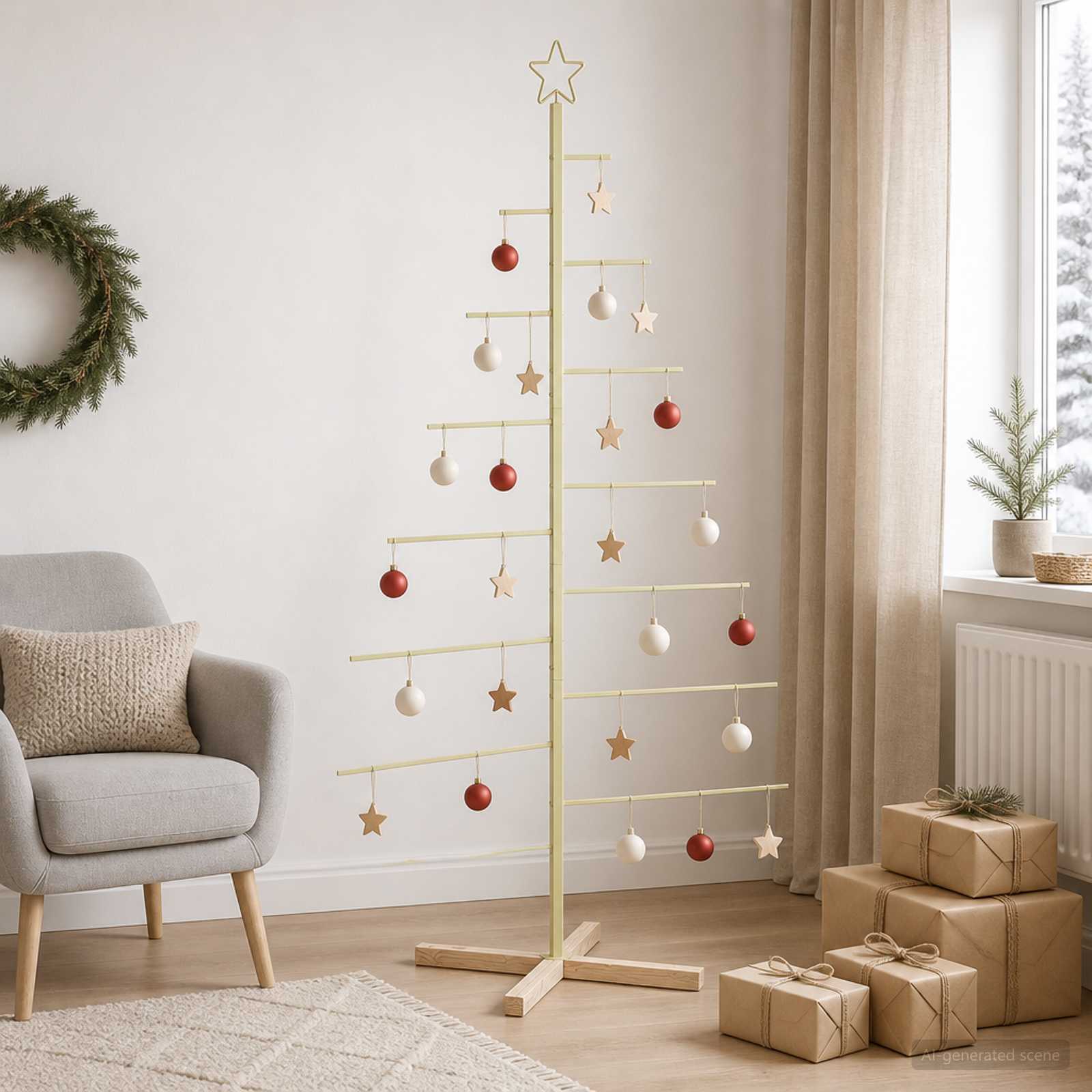 Albero di Natale in metallo con supporto KUOPIO 180 cm Acciaio