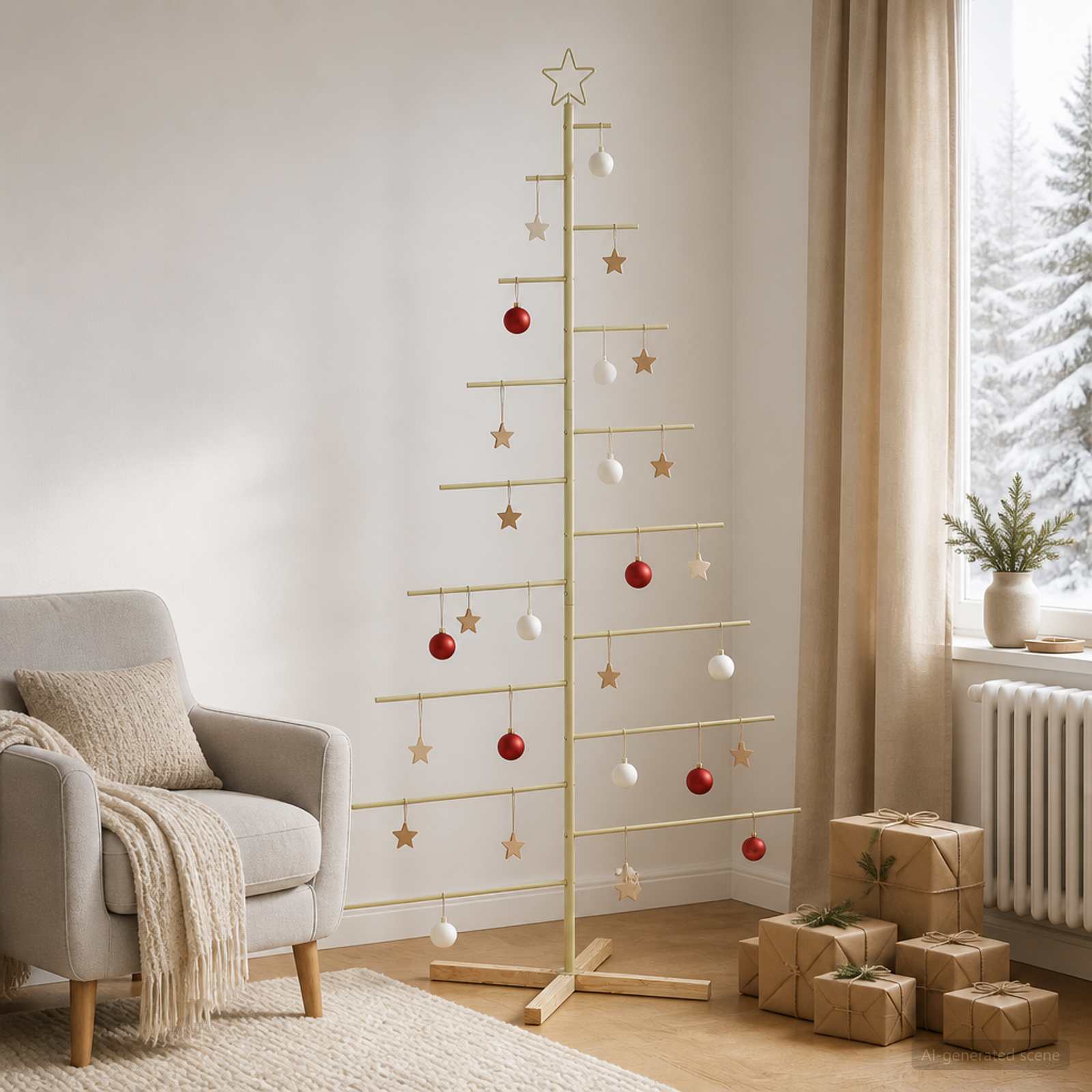 Albero di Natale in metallo con supporto KUOPIO 210 cm Acciaio