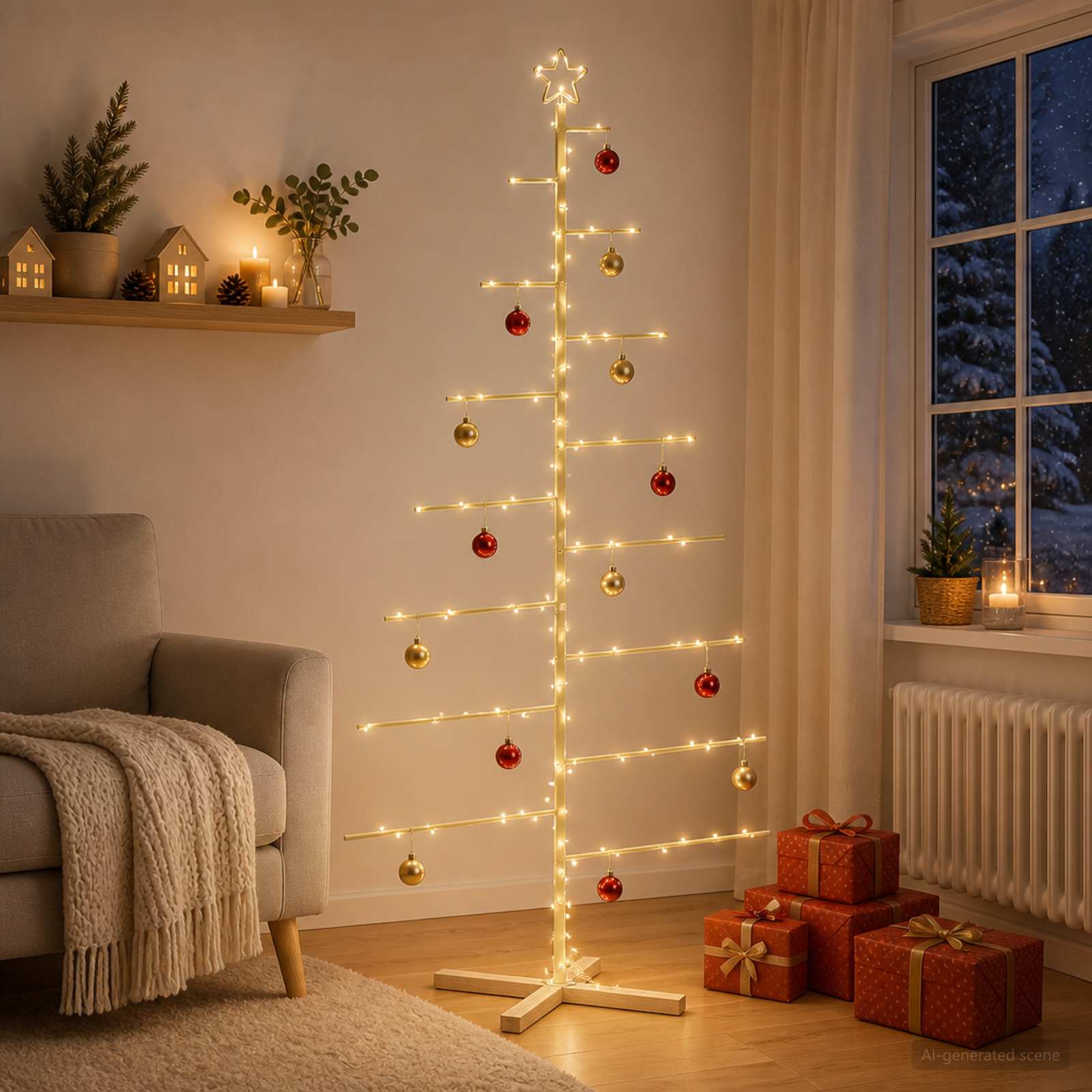 Albero di Natale in metallo con supporto KUOPIO 210 cm Acciaio