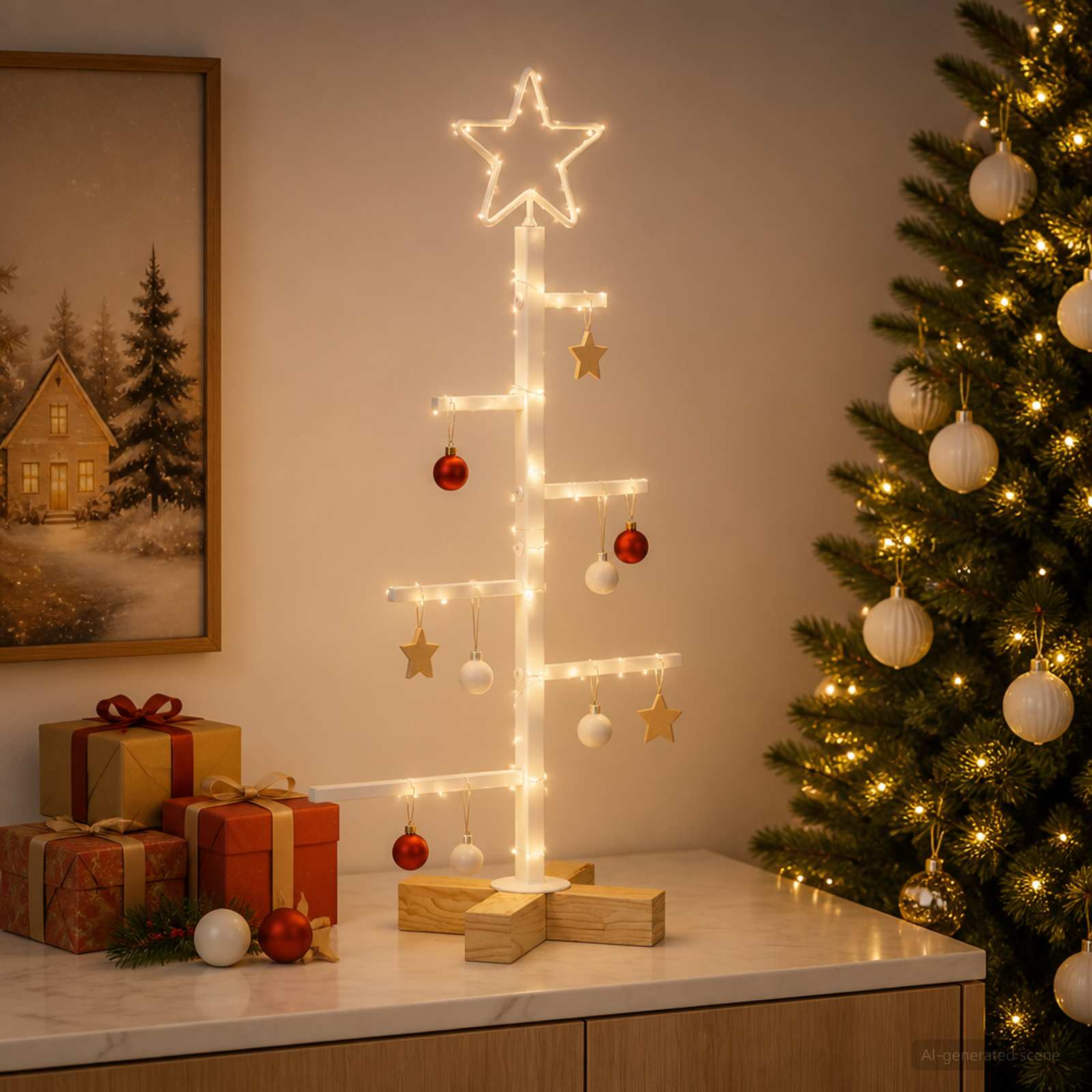 Albero di Natale in metallo con supporto KUOPIO 60 cm Acciaio