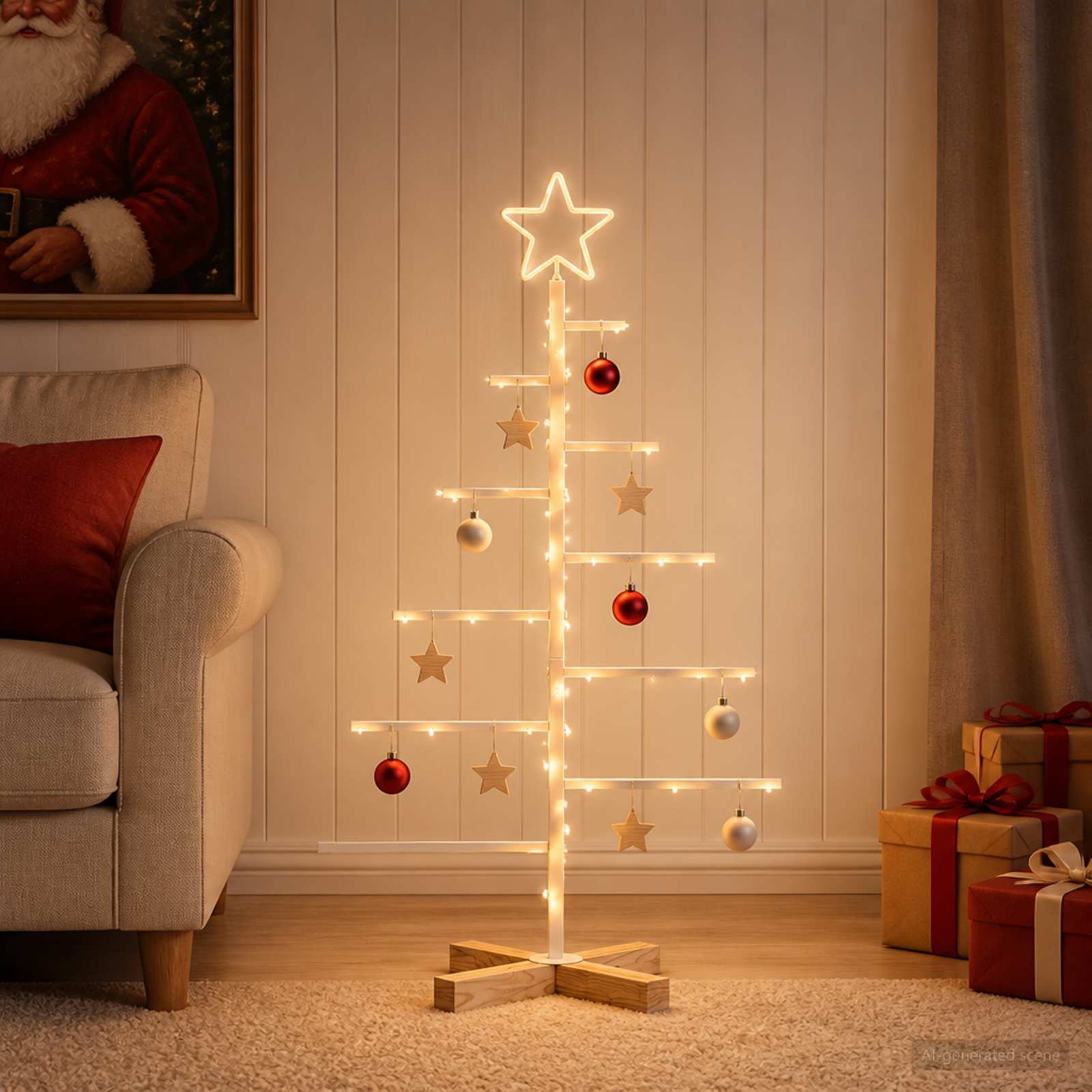Albero di Natale in metallo con supporto KUOPIO 90 cm Acciaio