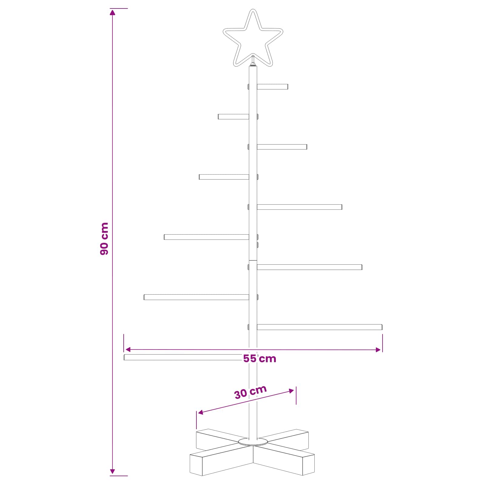 Albero di Natale in metallo con supporto KUOPIO 90 cm Acciaio