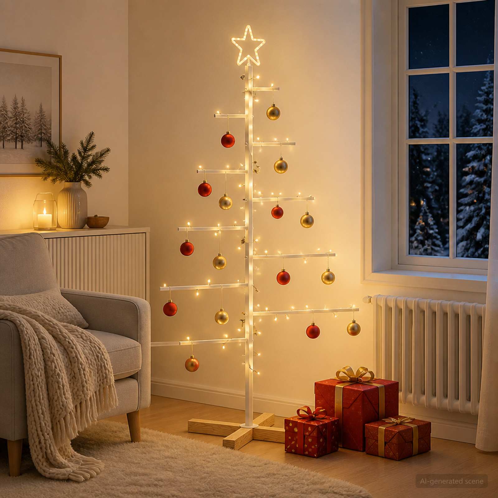 Albero di Natale in metallo con supporto KUOPIO 125 cm Acciaio