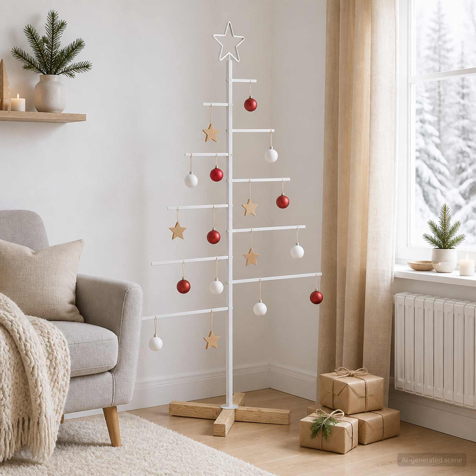 Albero di Natale in metallo con supporto KUOPIO 125 cm Acciaio
