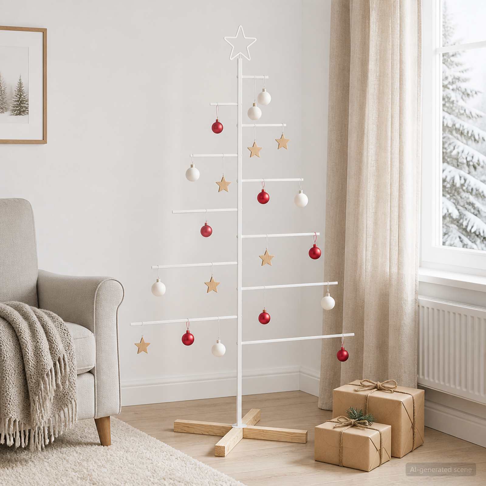 Albero di Natale in metallo con supporto KUOPIO 150 cm Acciaio