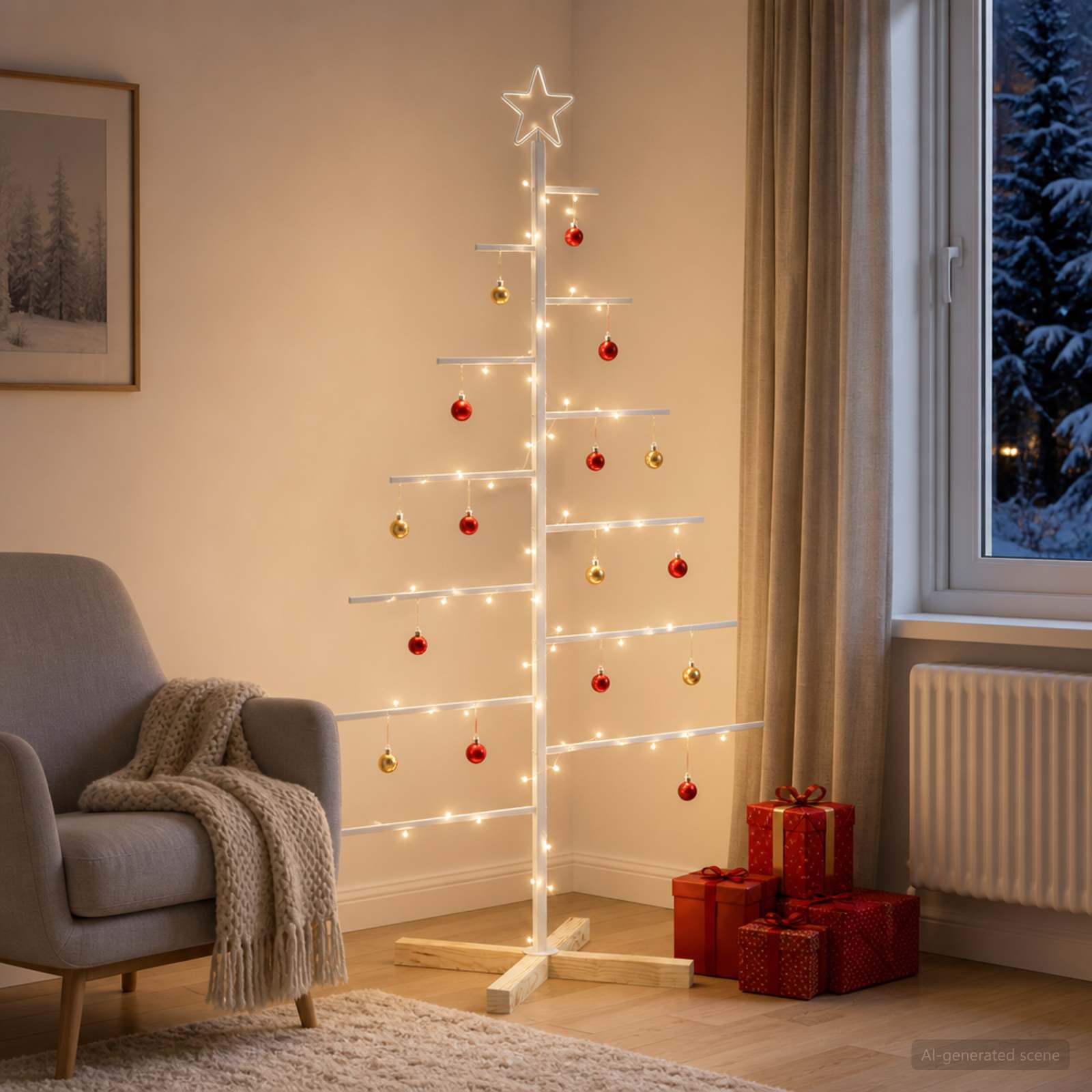 Albero di Natale in metallo con supporto KUOPIO 150 cm Acciaio