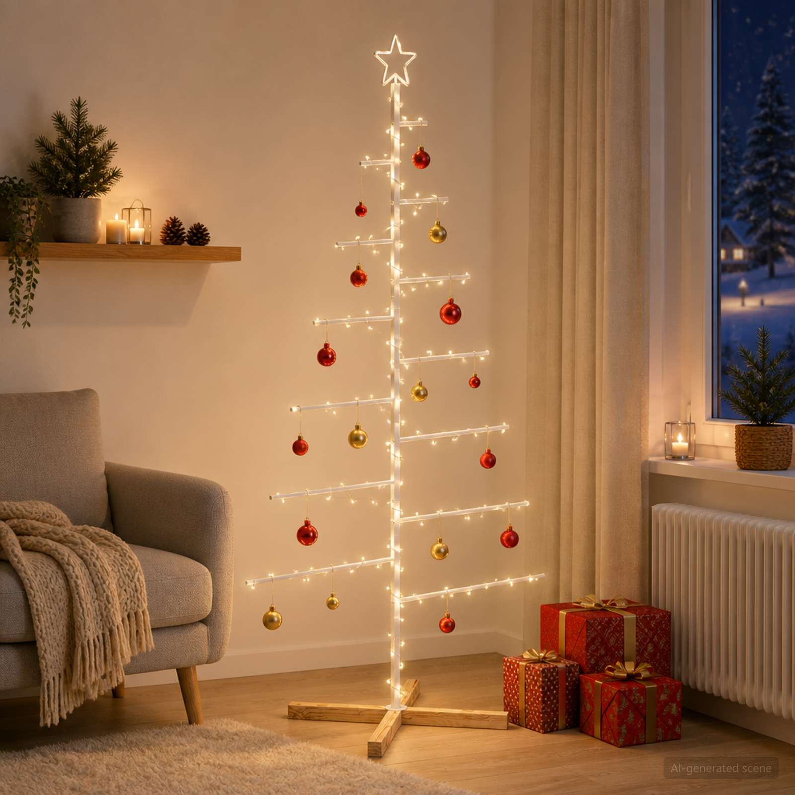 Albero di Natale in metallo con supporto KUOPIO 180 cm Acciaio