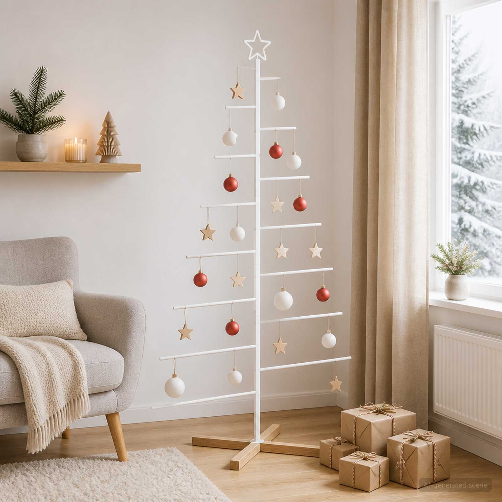 Albero di Natale in metallo con supporto KUOPIO 180 cm Acciaio