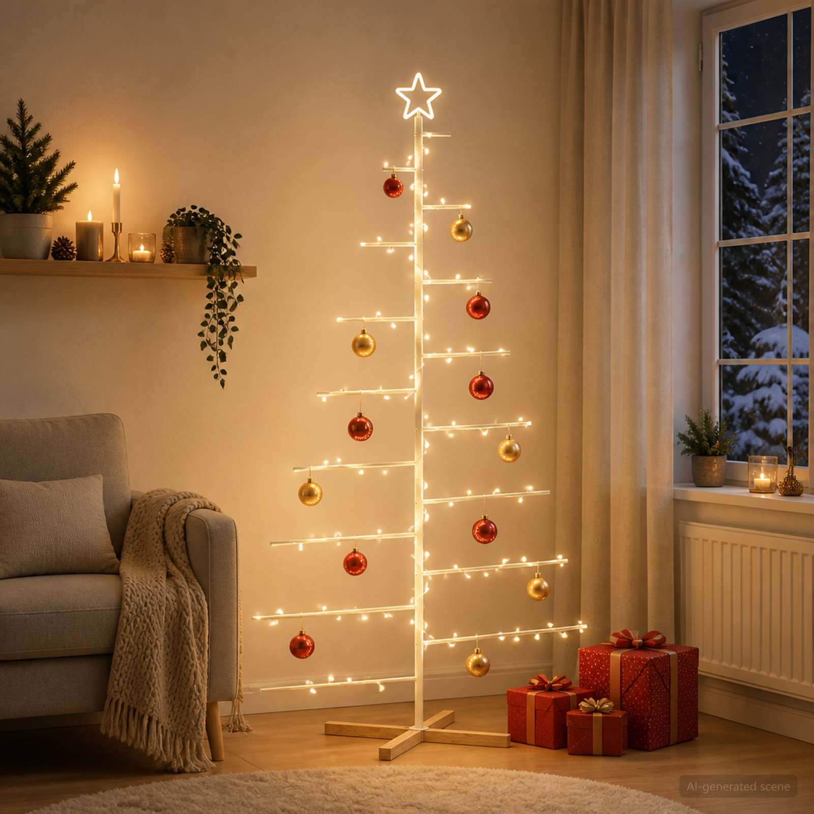 Albero di Natale in metallo con supporto KUOPIO 210 cm Acciaio