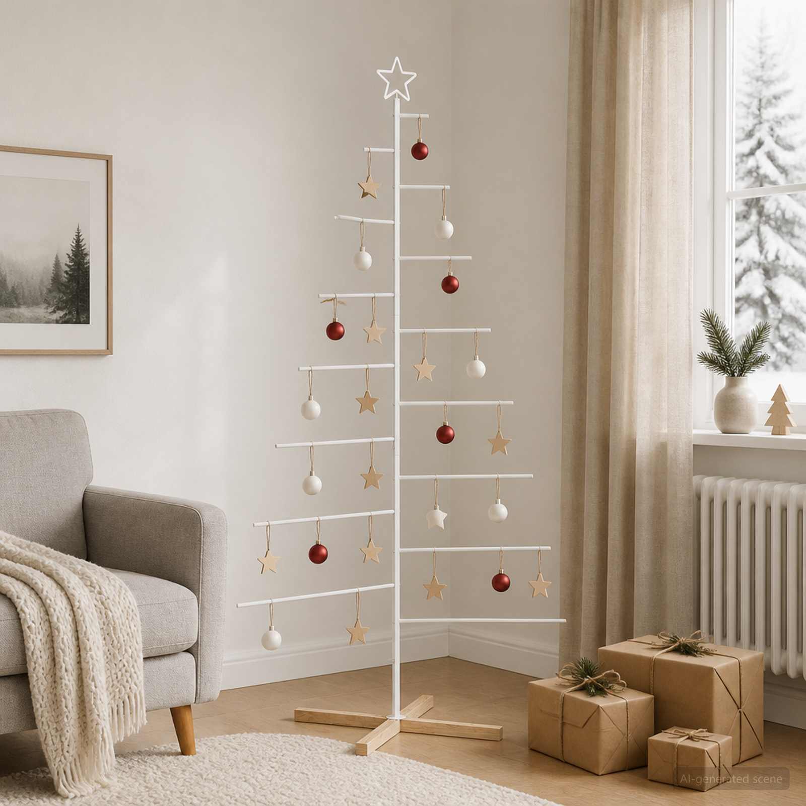 Albero di Natale in metallo con supporto KUOPIO 210 cm Acciaio