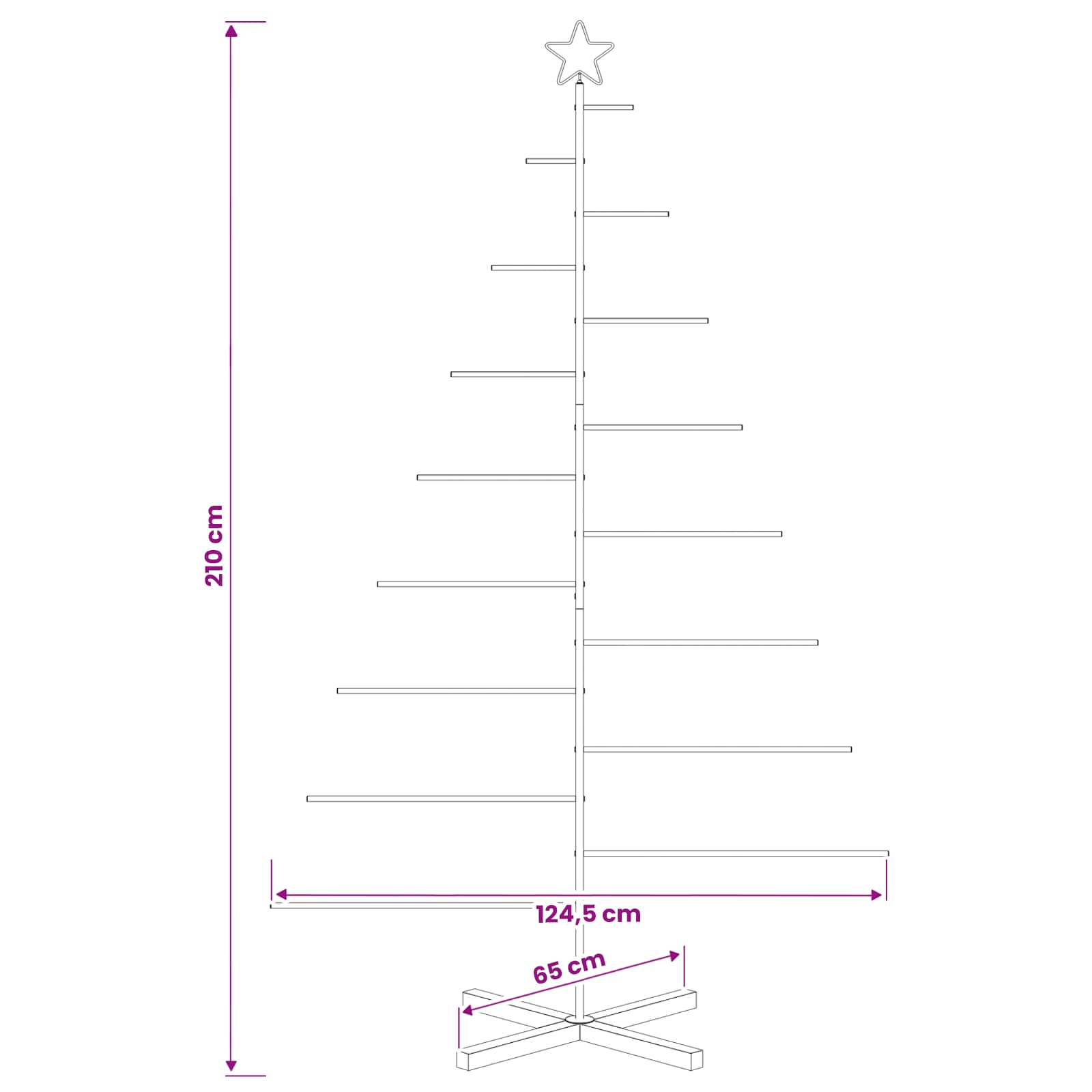 Albero di Natale in metallo con supporto KUOPIO 210 cm Acciaio