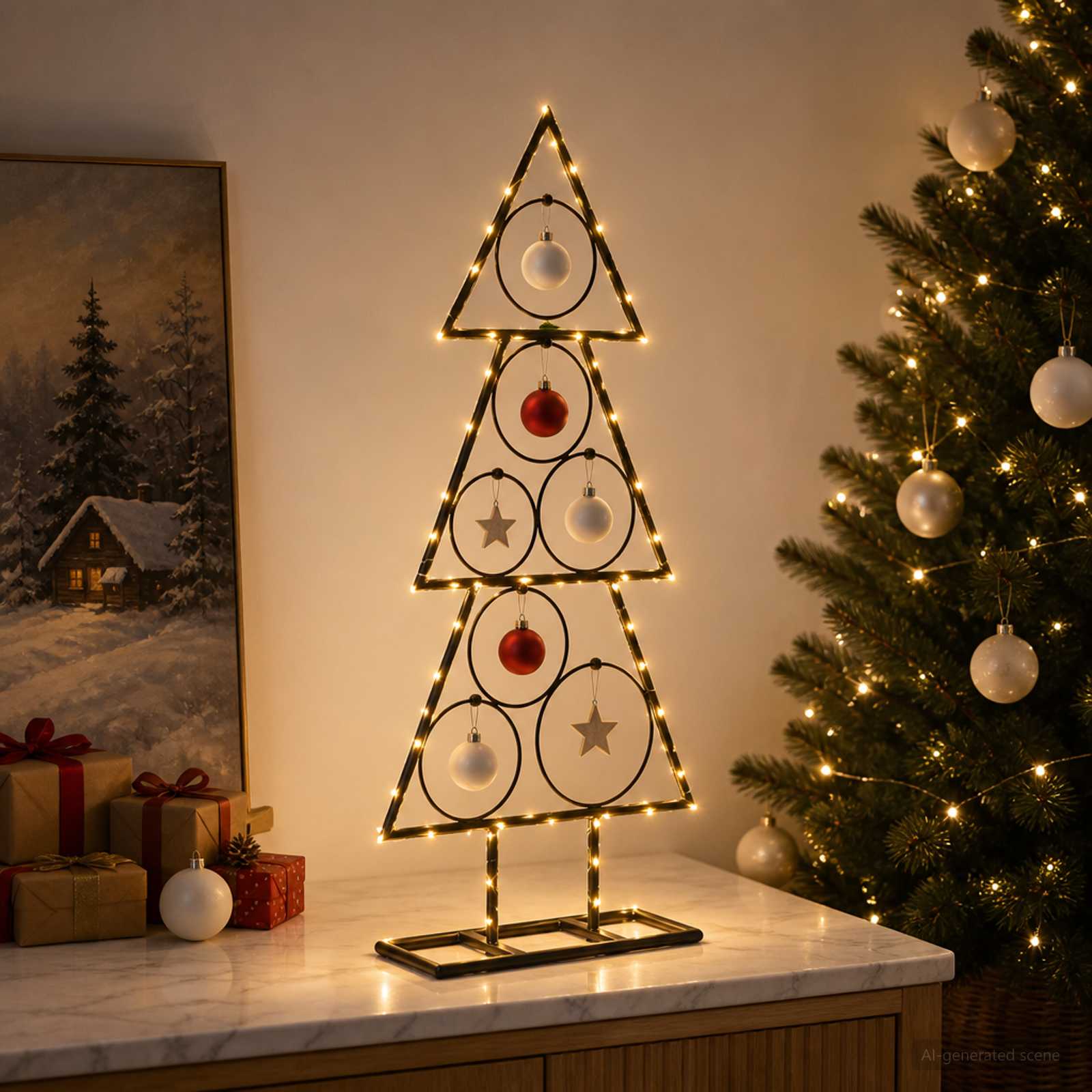 Albero di Natale in metallo con supporto KUOPIO 60 cm Acciaio