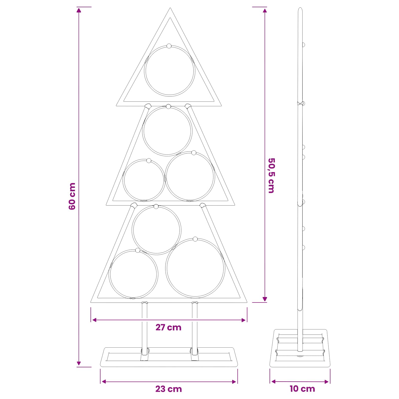 Albero di Natale in metallo con supporto KUOPIO 60 cm Acciaio