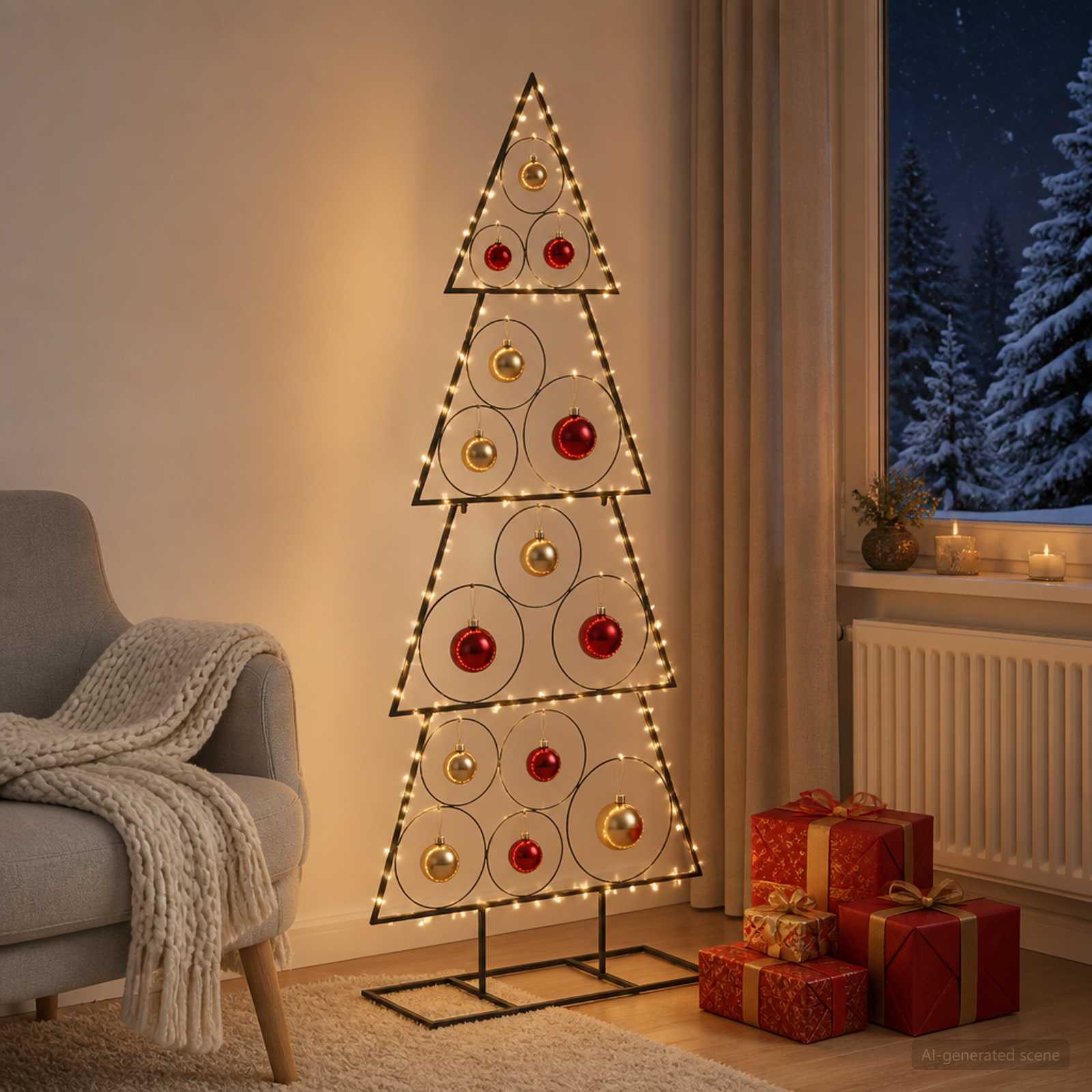 Albero di Natale in metallo con supporto KUOPIO 125 cm Acciaio