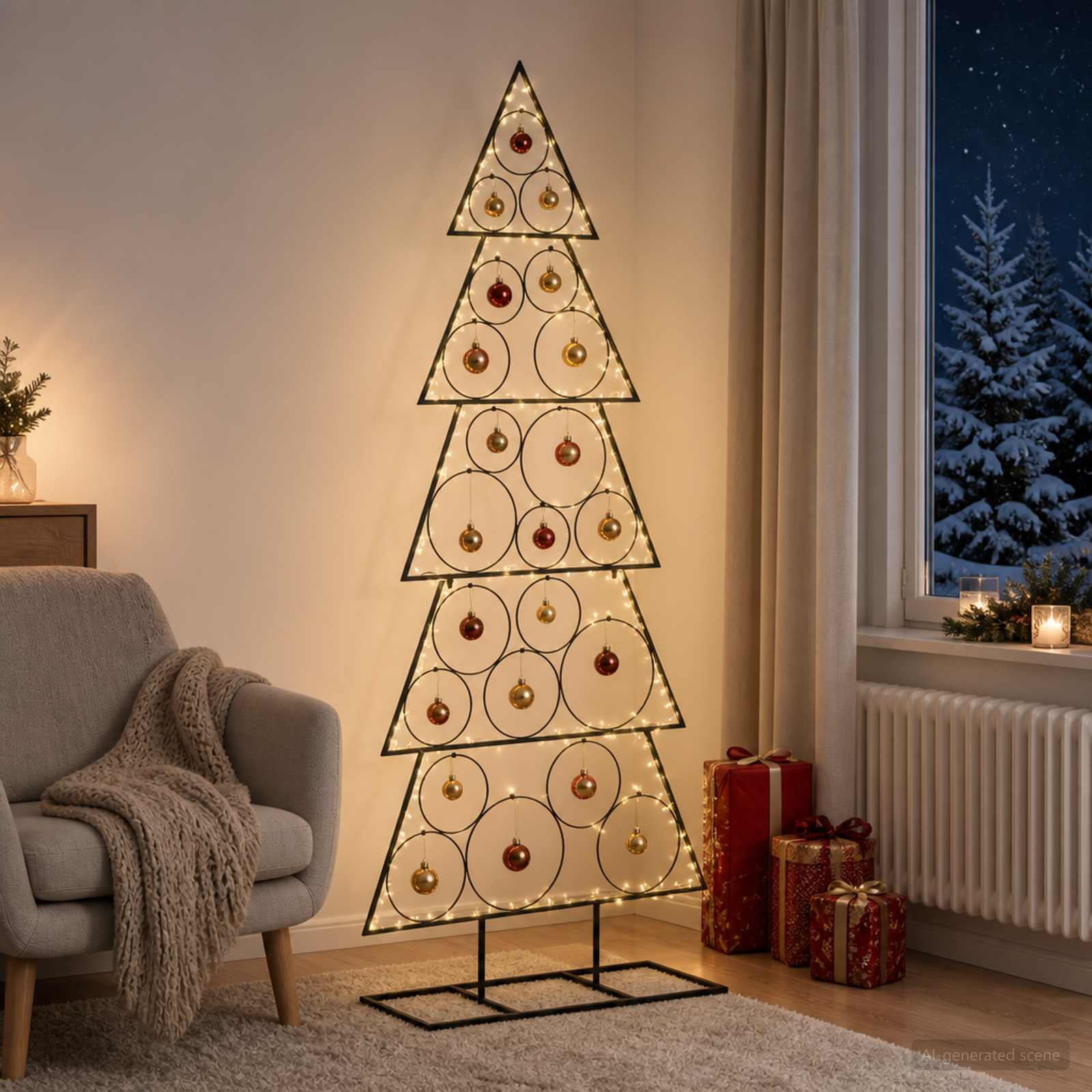 Albero di Natale in metallo con supporto KUOPIO 150 cm Acciaio