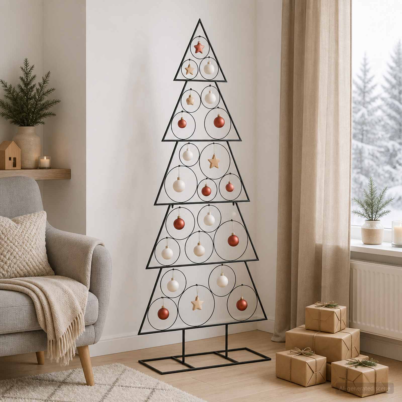 Albero di Natale in metallo con supporto KUOPIO 150 cm Acciaio