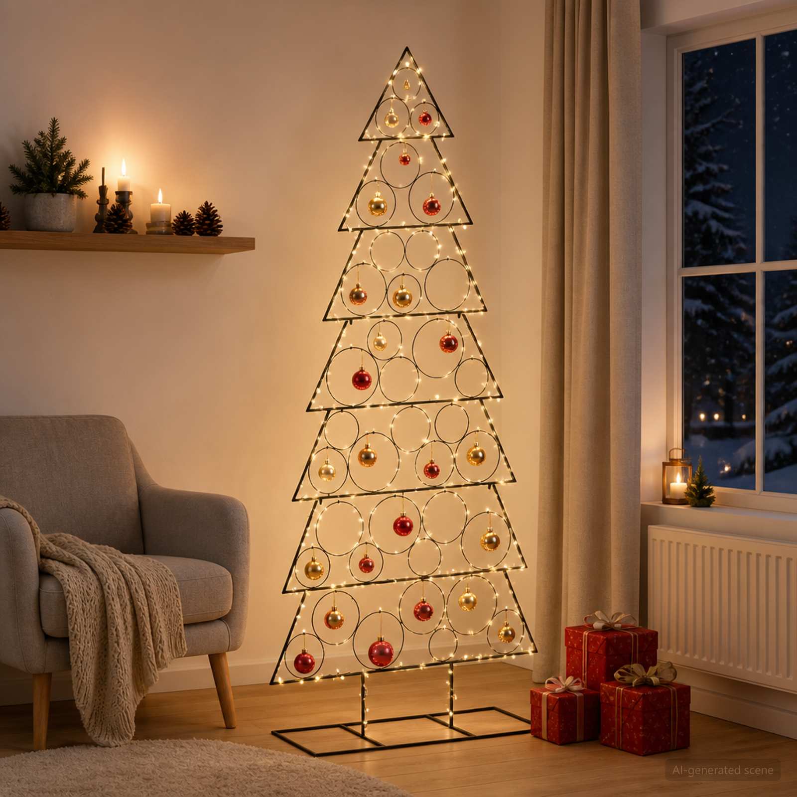 Albero di Natale in metallo con supporto KUOPIO 210 cm Acciaio