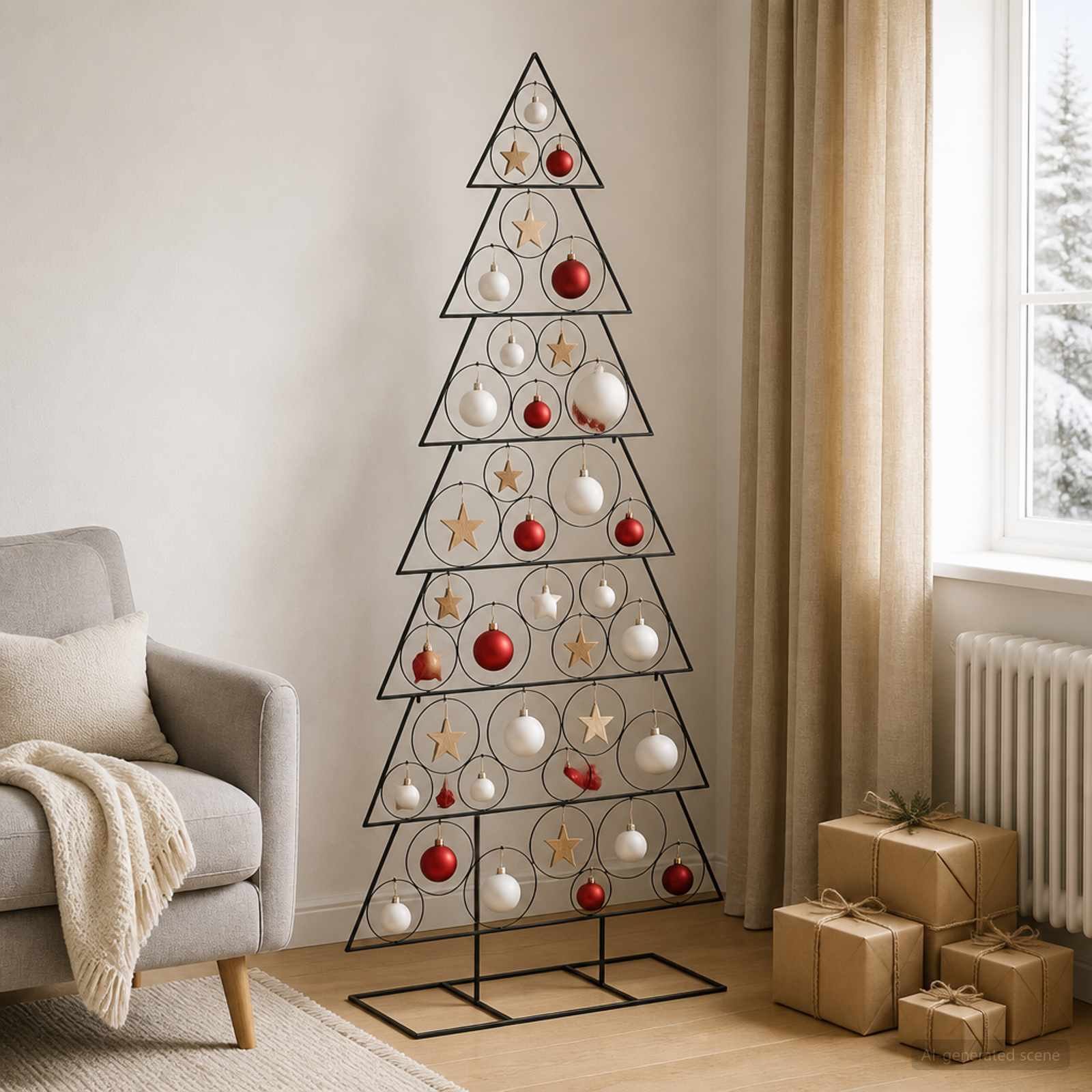 Albero di Natale in metallo con supporto KUOPIO 210 cm Acciaio