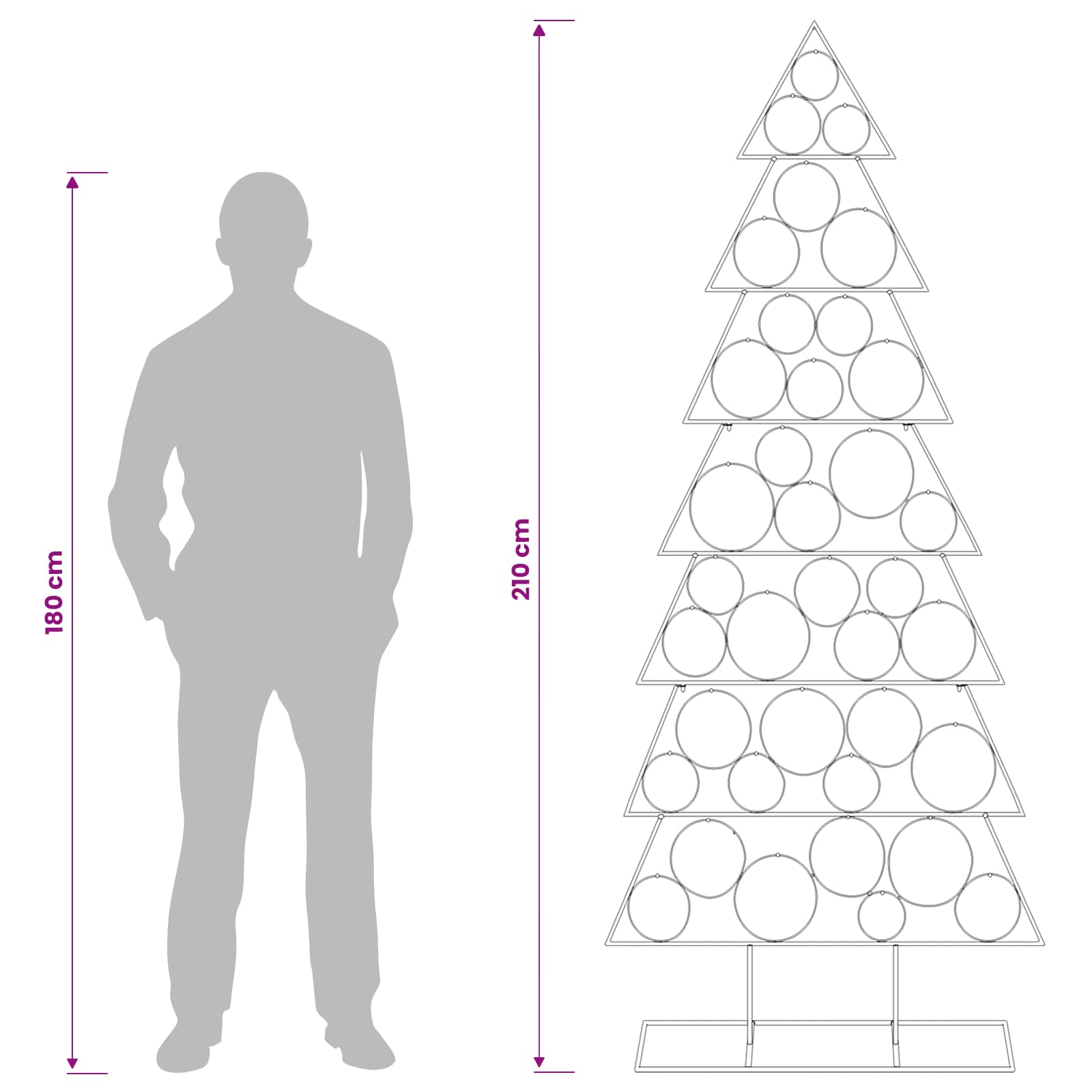Albero di Natale in metallo con supporto KUOPIO 210 cm Acciaio