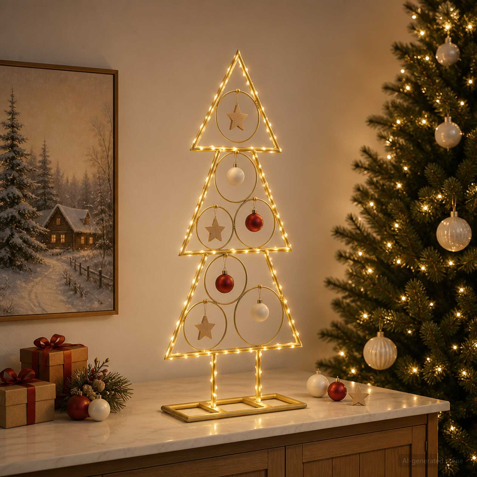 Albero di Natale in metallo con supporto KUOPIO 60 cm Acciaio