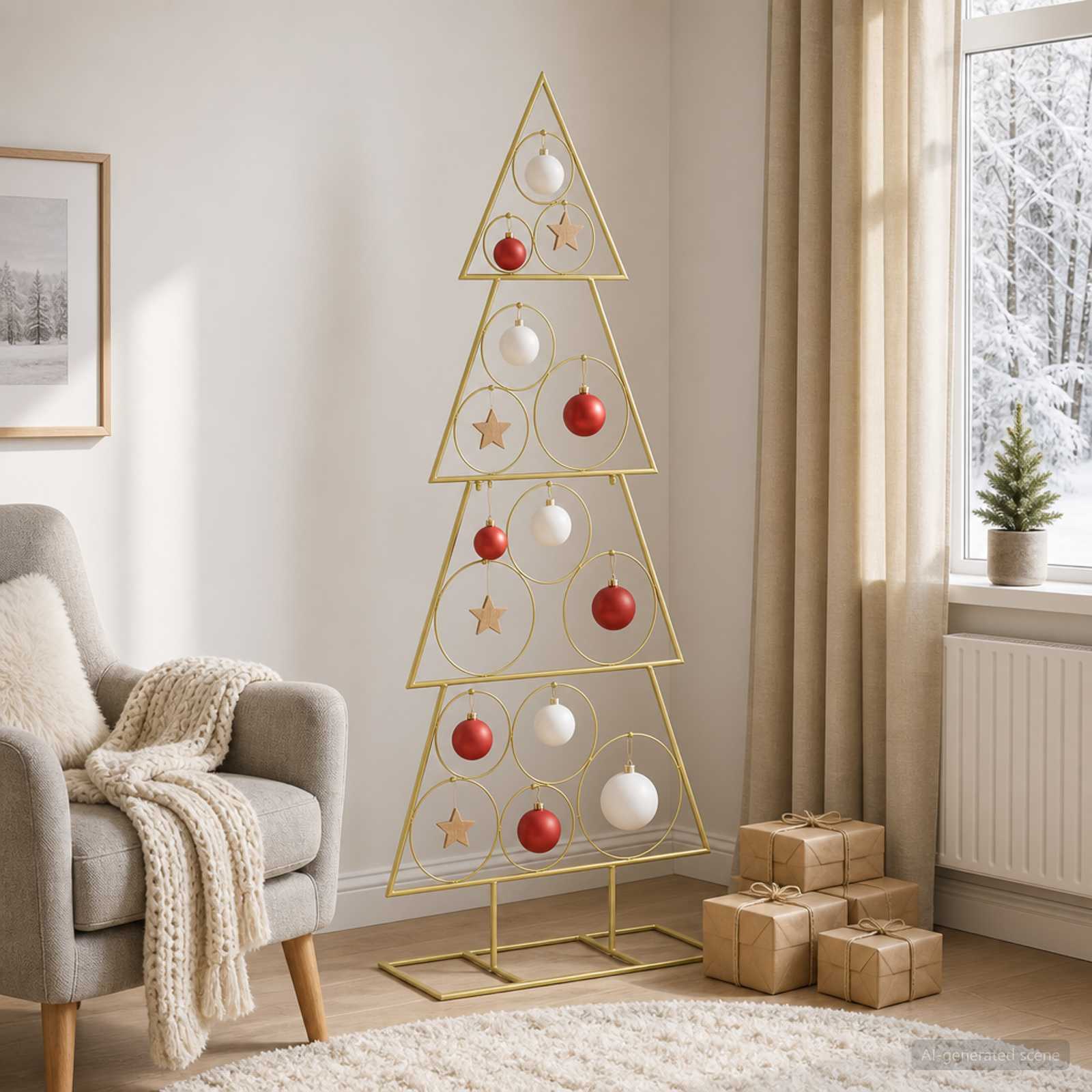 Albero di Natale in metallo con supporto KUOPIO 125 cm Acciaio